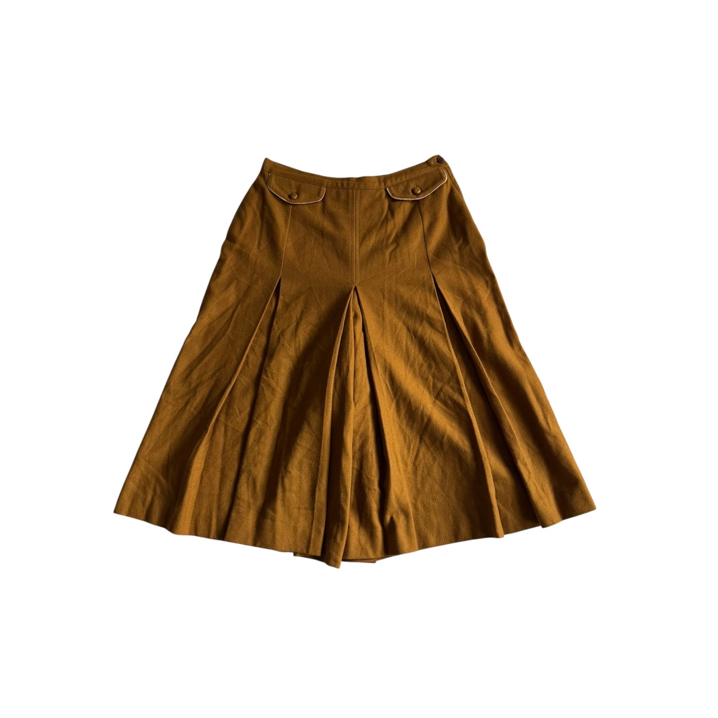 🌭 Pantaloni Scurți Vintage Damă din Lână Dark Mustard – M (IT 44)