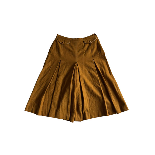 🌭 Pantaloni Scurți Vintage Damă din Lână Dark Mustard – M (IT 44)