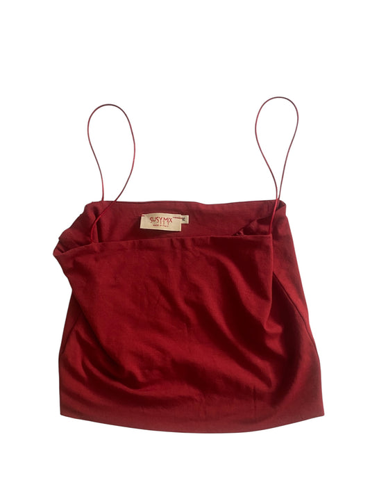 🍷 Top Cropped Y2K Burgundy din Vâscoză – Femei M – Made in Italy