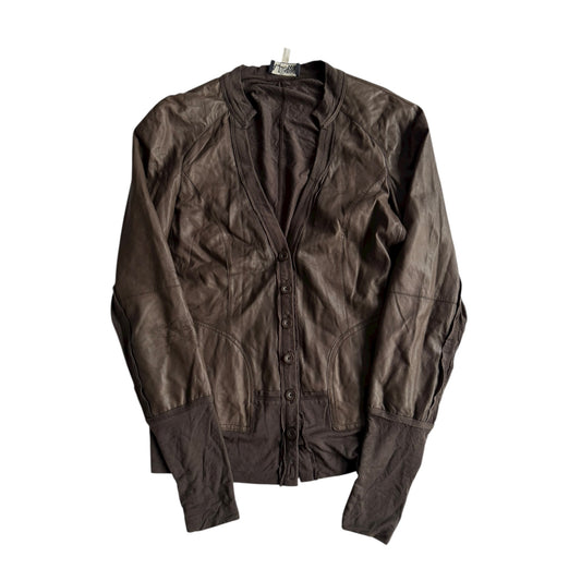 🦅 Cardigan Y2K Armani / Maro - Piele şi modal (Women’s EU 44)