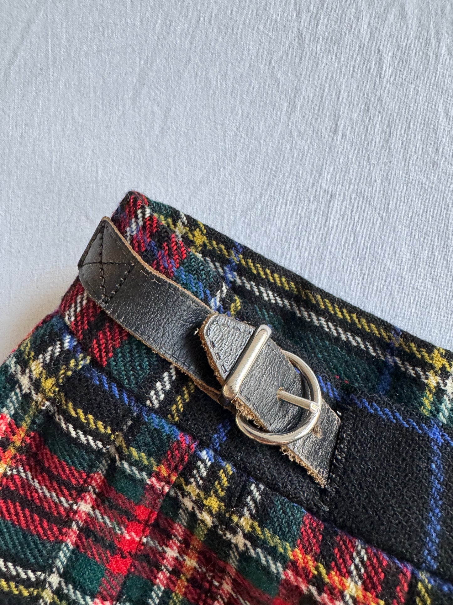 🇬🇧 Fustă Vintage Plisată din Lână Tartan – aprox. XS