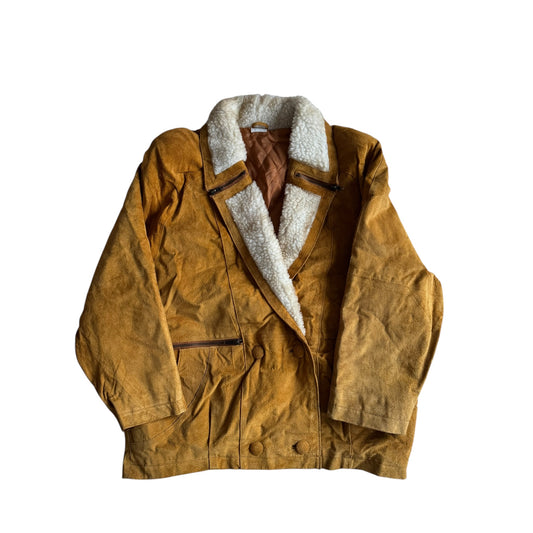 🧥 Jachetă Y2K din Suede cu Shearling Sintetic – Mărime 40 (M/L Femei)