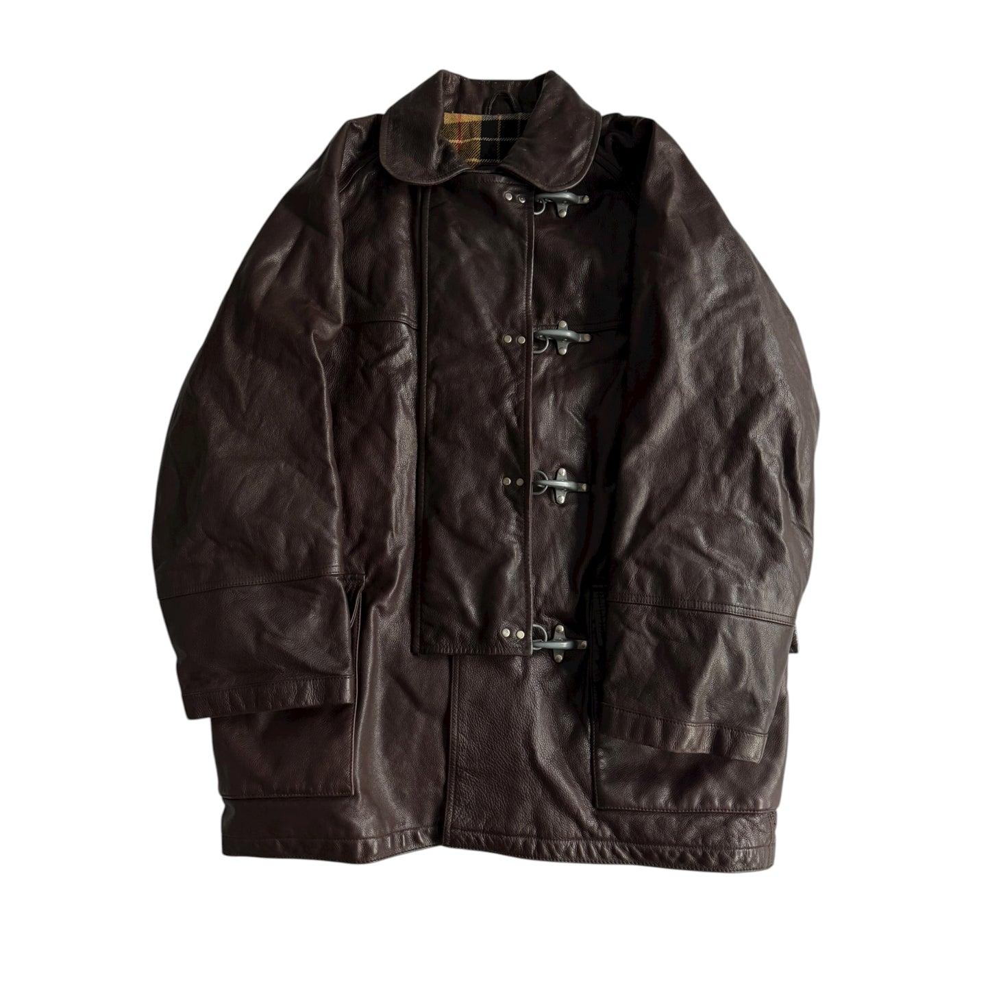 🧑‍🚒 Geacă vintage Fay din piele maro / Închidere tip fireman clasp (M bărbați)