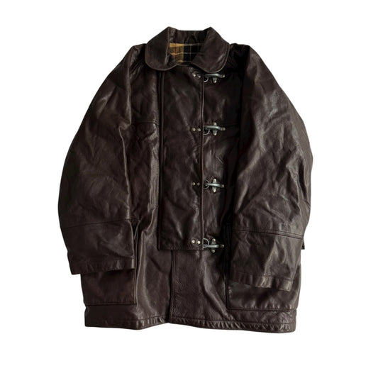 🧑‍🚒 Geacă vintage Fay din piele maro / Închidere tip fireman clasp (M bărbați)