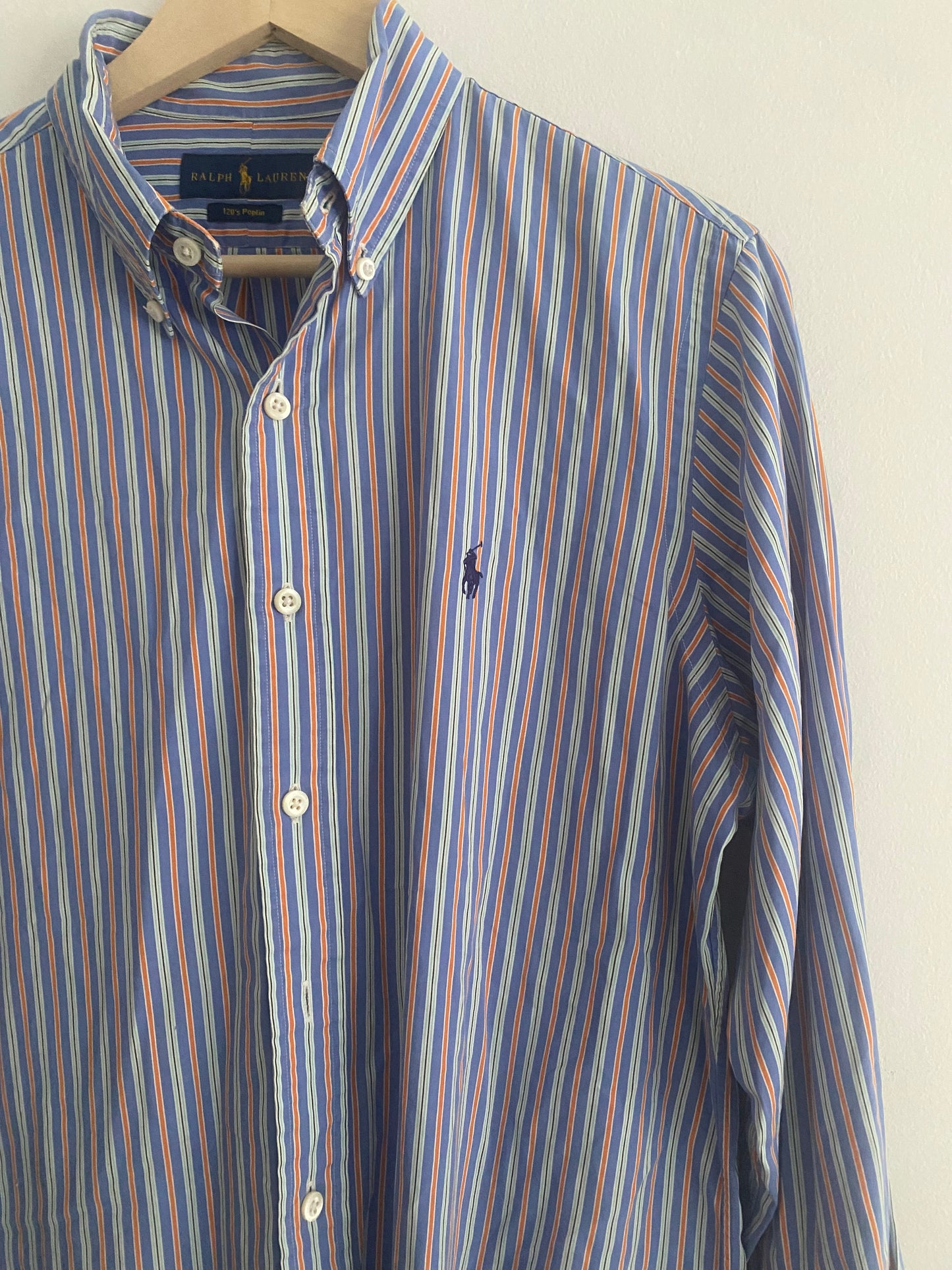 Cămașă Vintage Ralph Lauren Bleumarin cu Dungi – Mărime M
