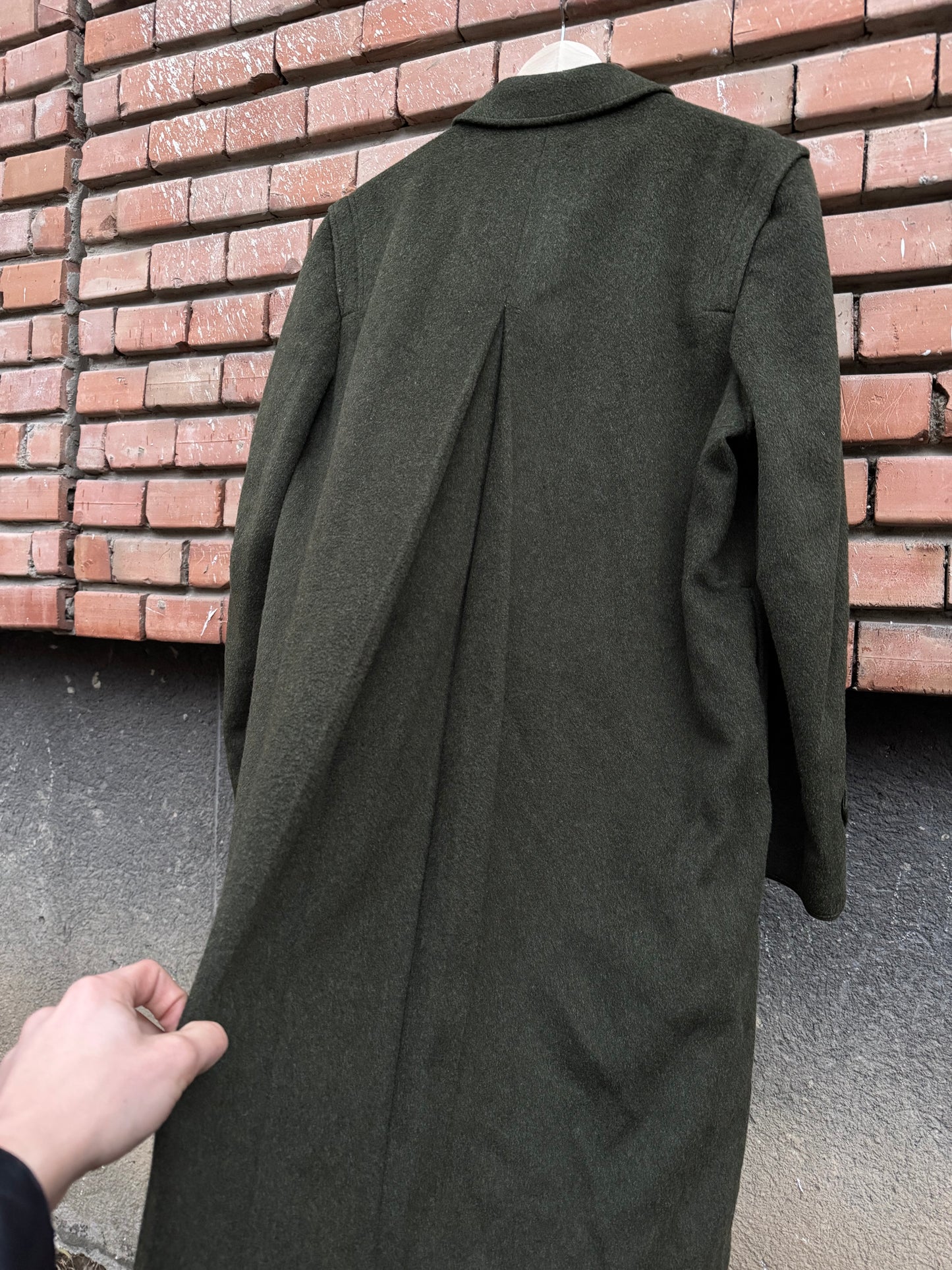 🌳 Palton Vintage Bărbați Verde Închis din Lână Virgină și Alpaca – EU 46 (S oversized / M)