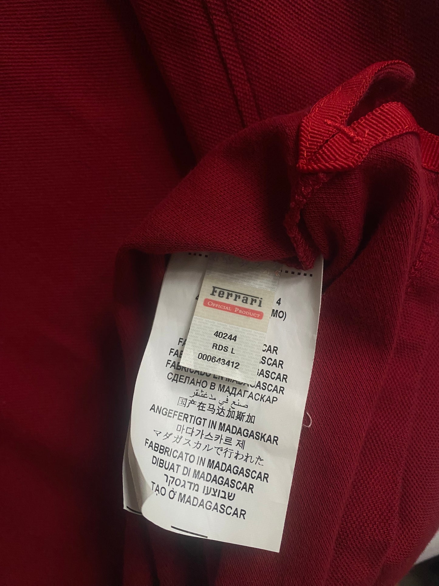 🏁 Polo Vintage Ferrari – Mâneci Lungi, Burgundy, Mărime L