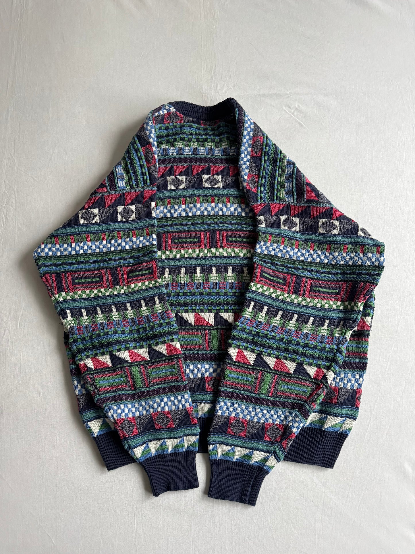 🧶 Pulover Vintage Bărbați cu Model Abstract – L