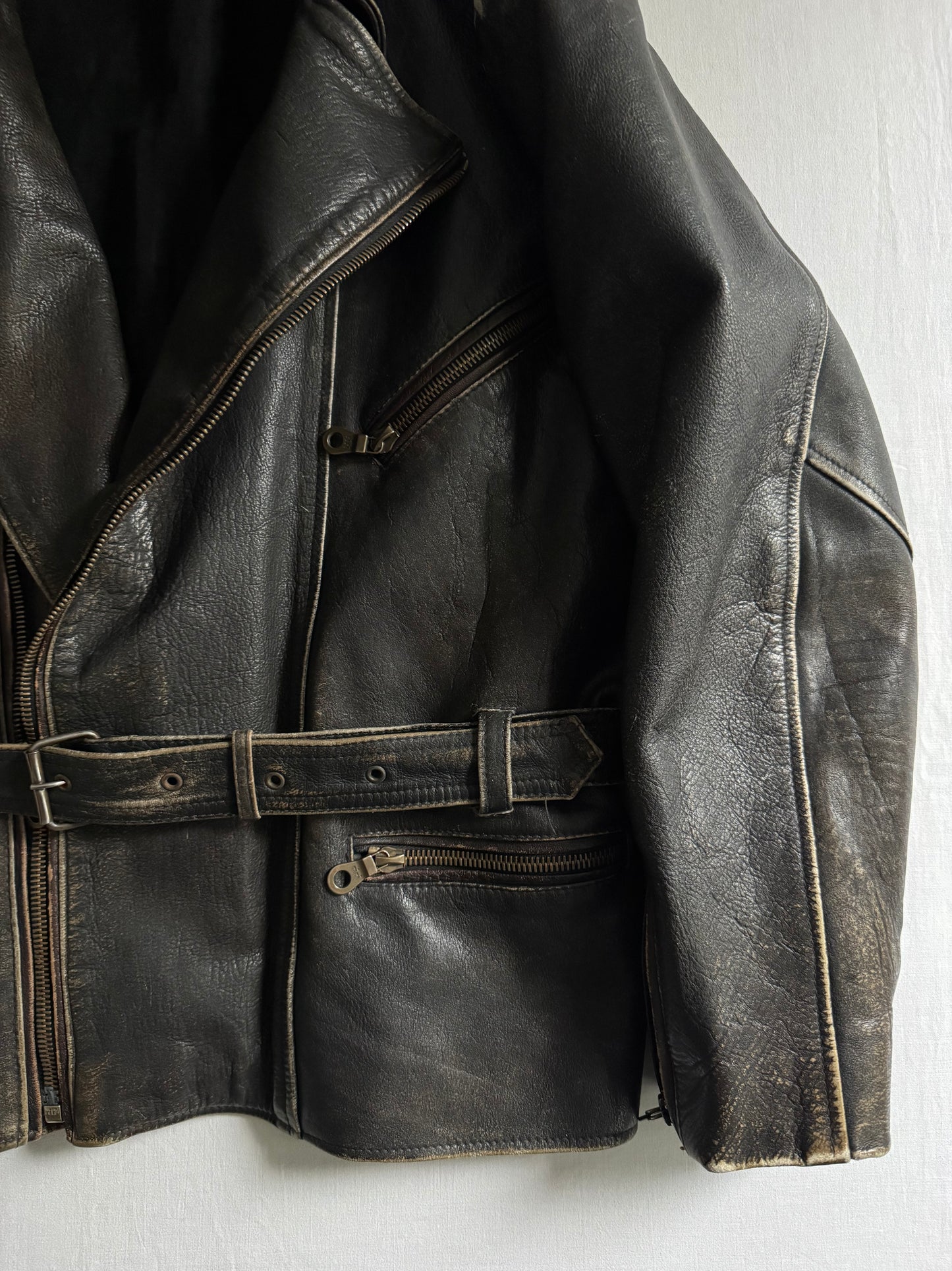 🏍️ Jachetă moto vintage din piele – mărimea L