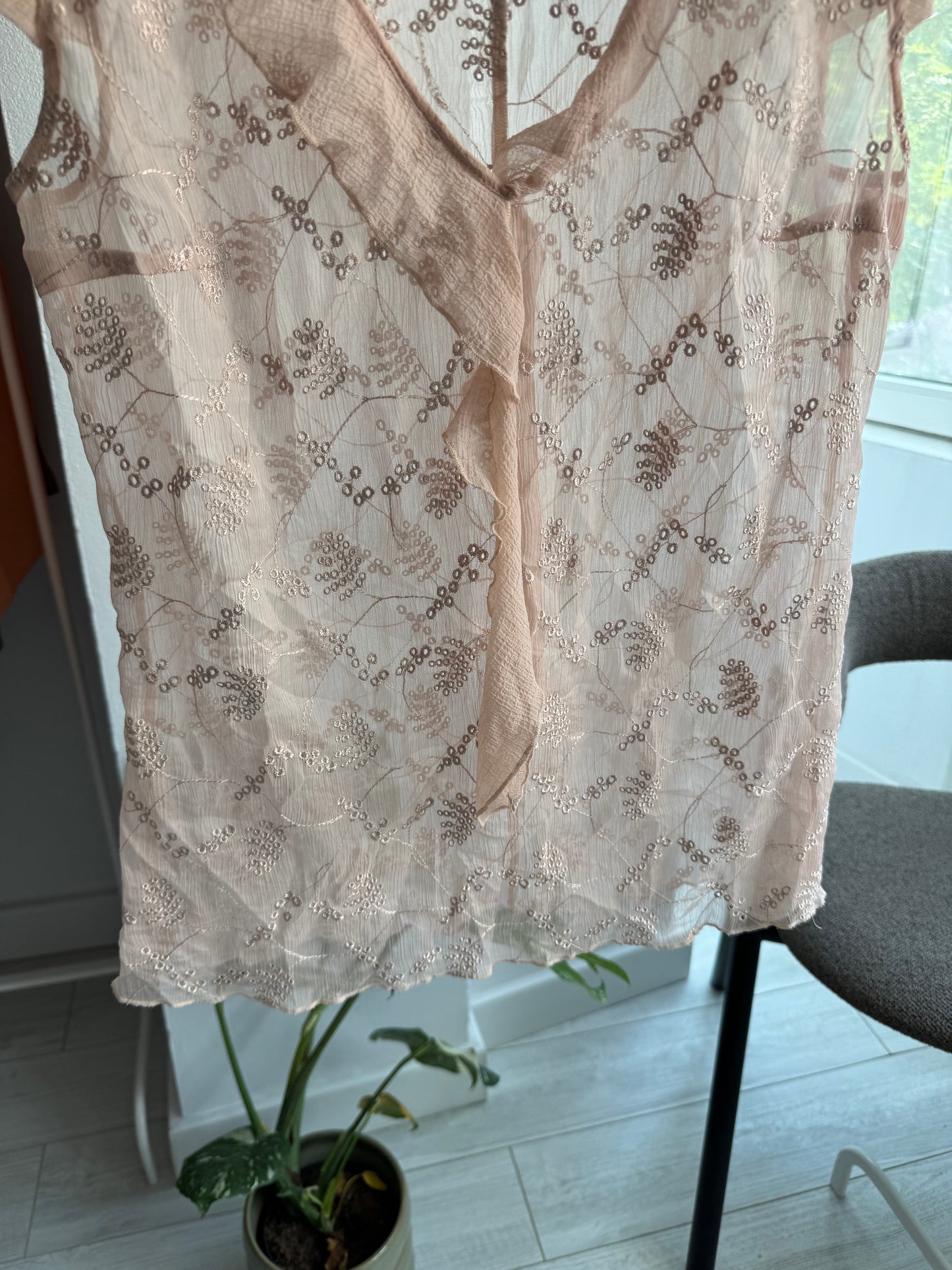 ✨ Top Mesh Roz Pal Y2K – S/M Damă