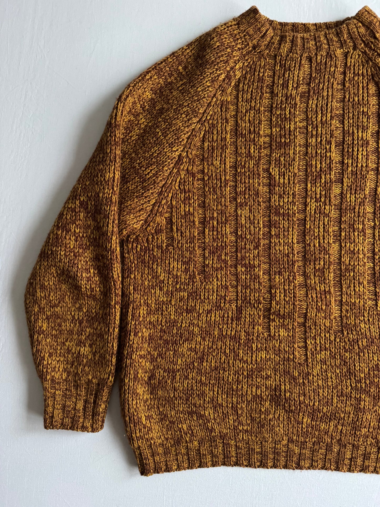 🧶 Pulover Vintage Bărbați Mustard Închis din Lână Virgină – L (50)