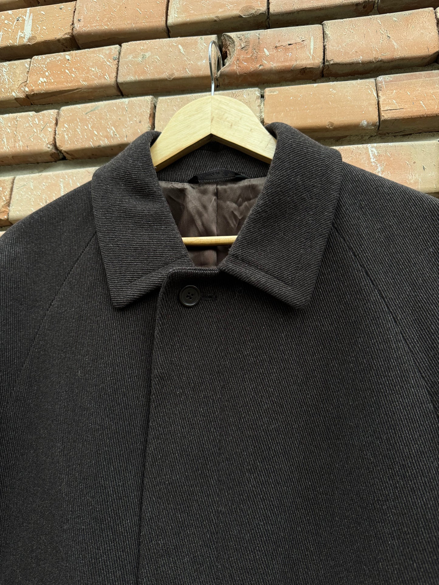 🧥 Palton Vintage Bărbați Maro Închis din Lână – Marimea 50 (L)