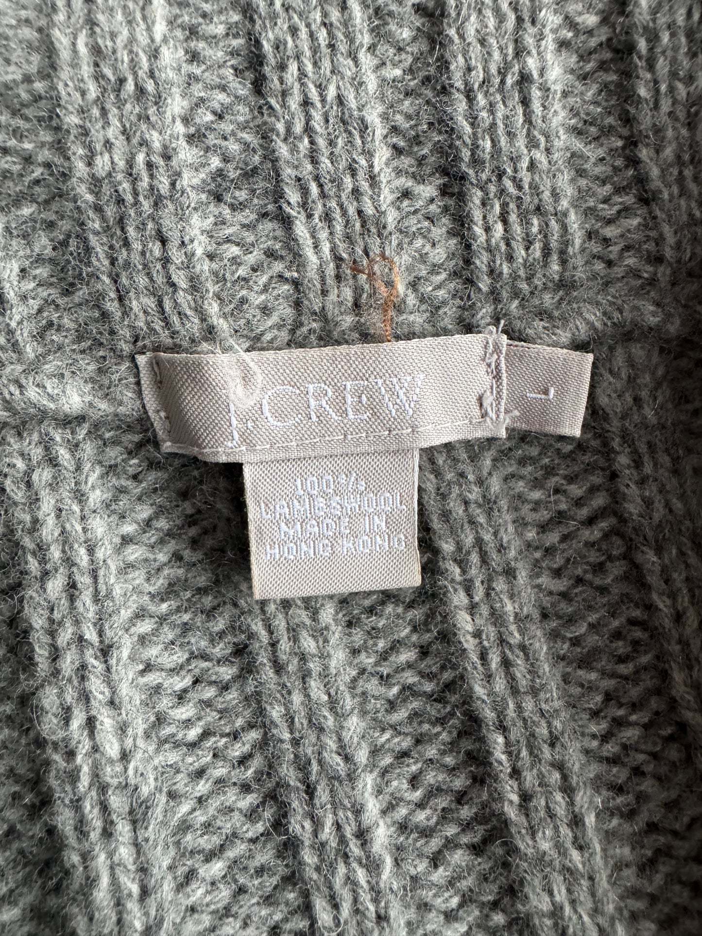 🧶 Cardigan Y2K Bărbați J.Crew Gri cu Fermoar din Lambswool – L