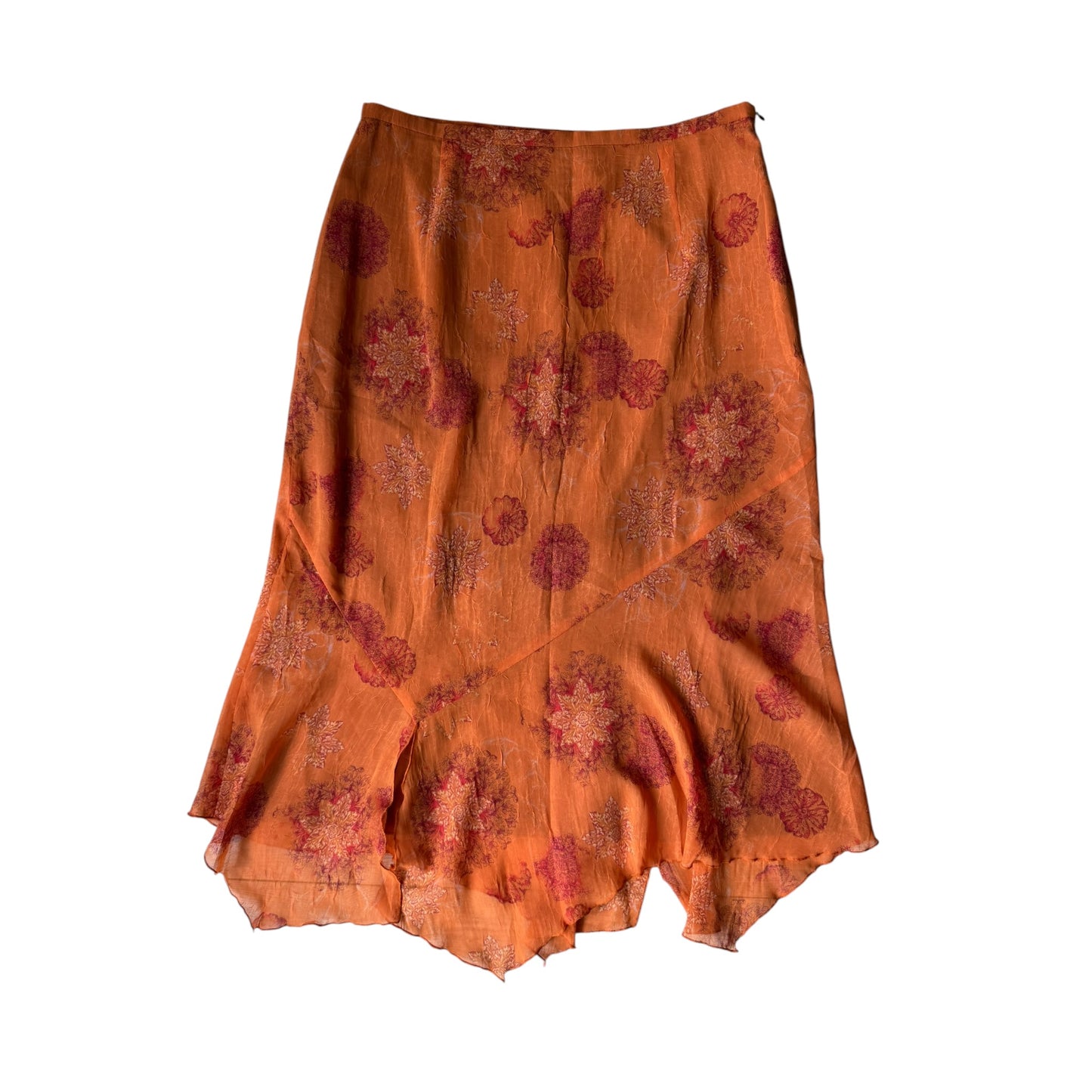🍊 Fustă Y2K Printed Portocalie – EU 40 (M/L Damă)