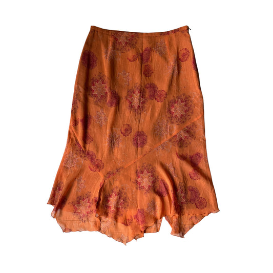 🍊 Fustă Y2K Printed Portocalie – EU 40 (M/L Damă)