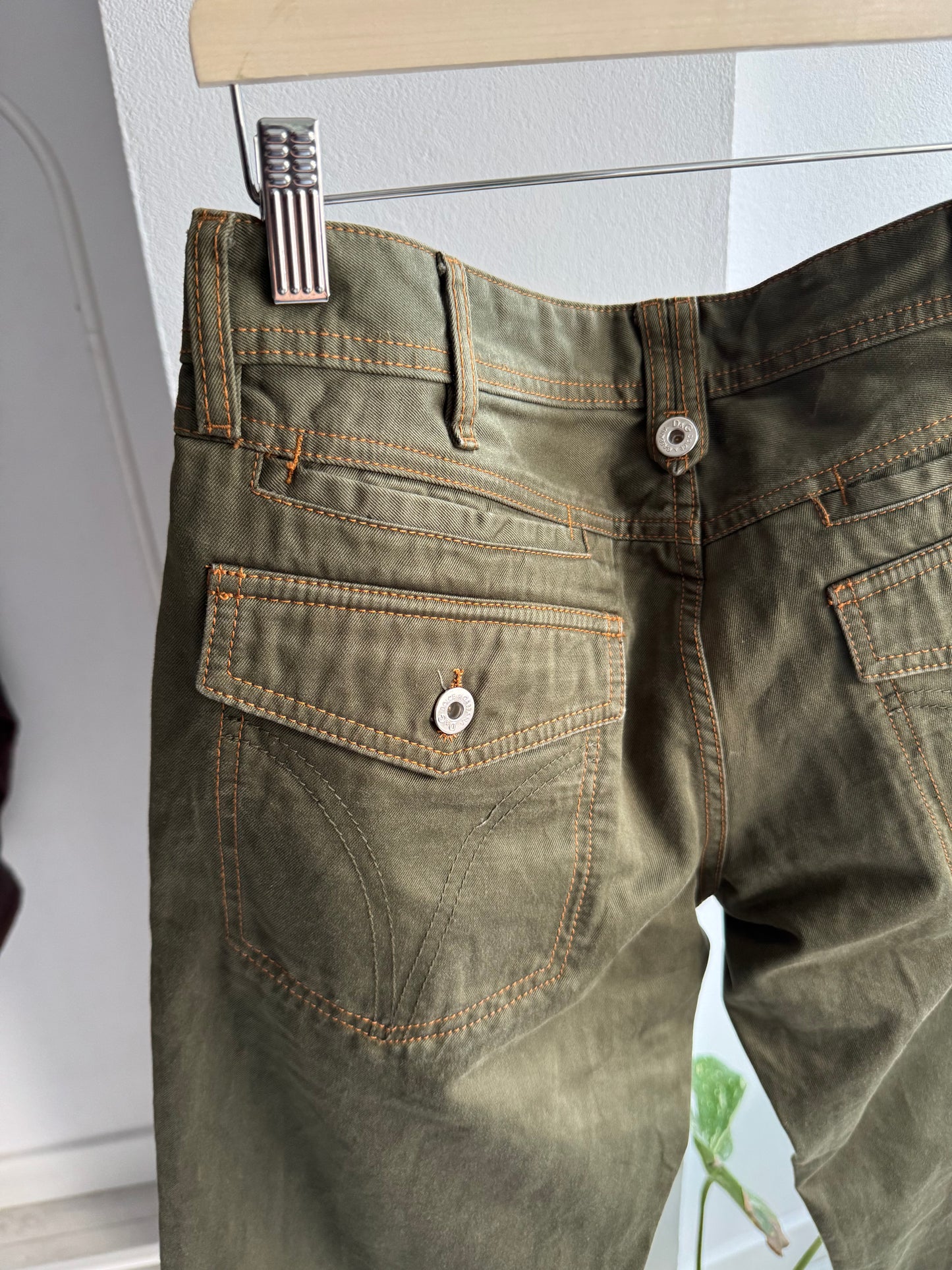🫒 Y2K Dolce & Gabbana Olive Green Jeans – Straight Fit – US 34 – Made in Italy