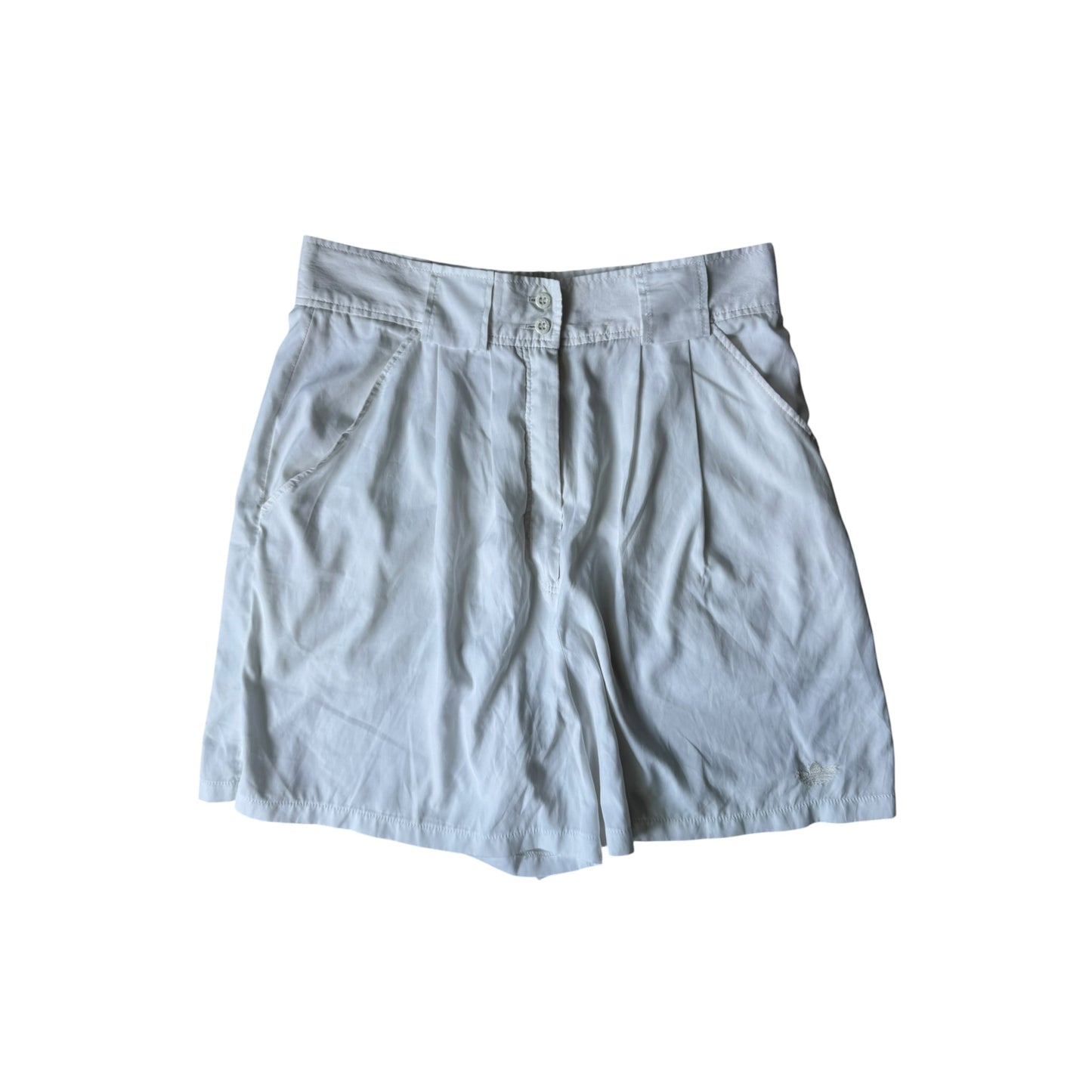 🎾 Vintage Adidas Pantaloni Scurți Plisați Albi – EU 40 | M/L Femei