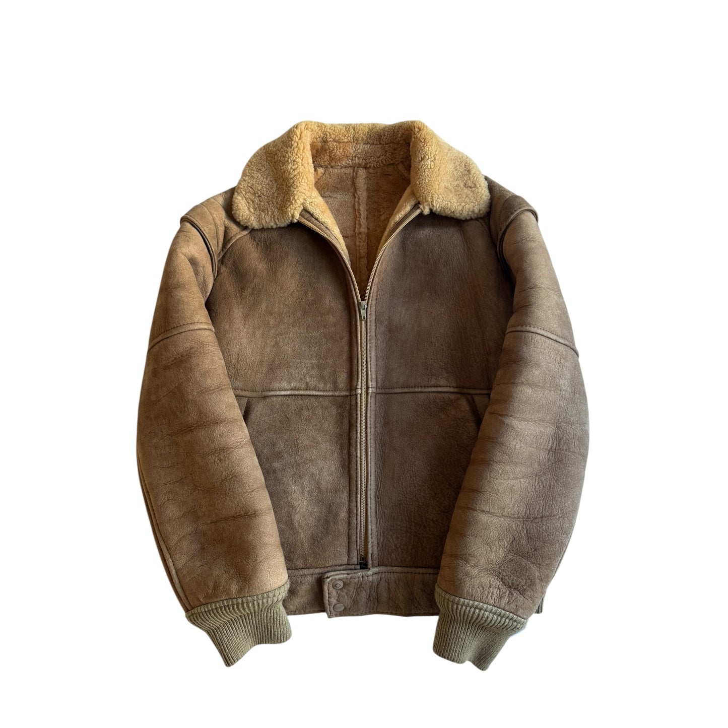 🐑 Geacă Vintage din Shearling Natural Maro Deschis – M (Cropped Bomber Fit)