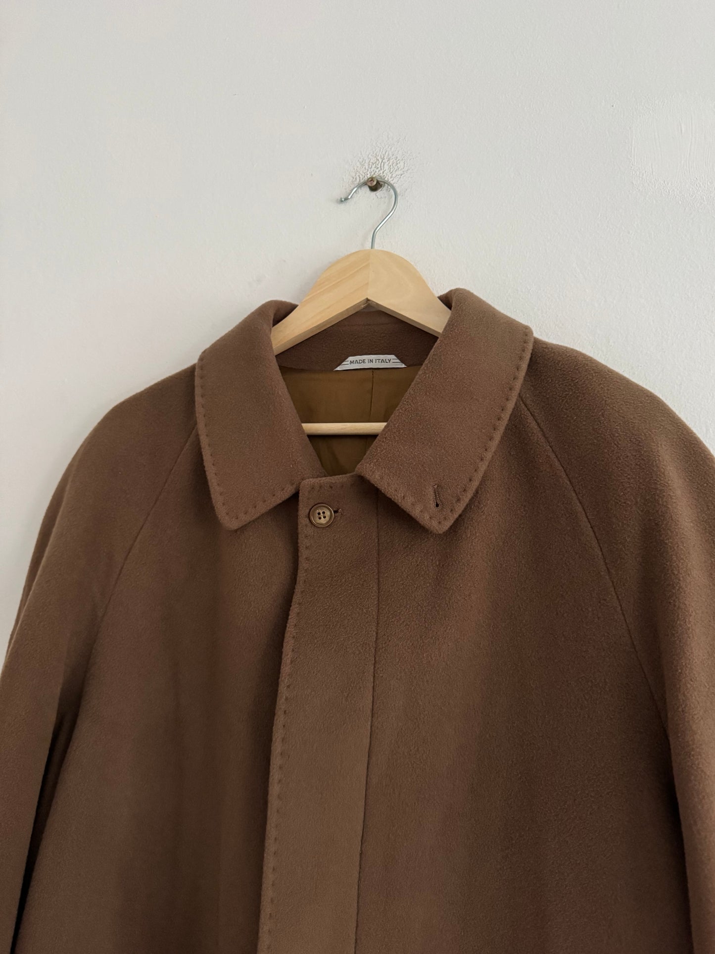 🧥 Palton Vintage Bărbați Camel Închis din Lână și Cașmir – 52 (L / XL)