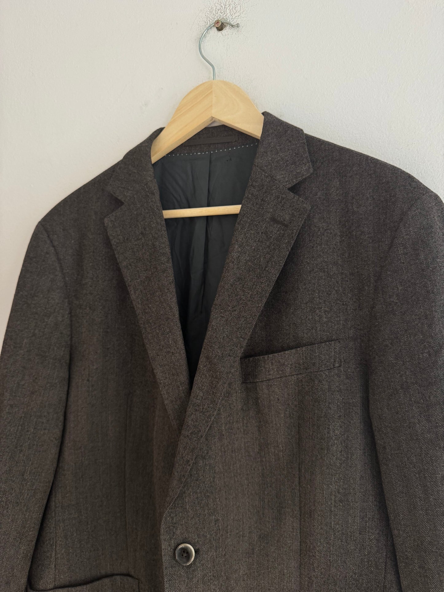 🧥 Sacou Gri Închis din Lână Virgină – L (52) | Stofă Loro Piana