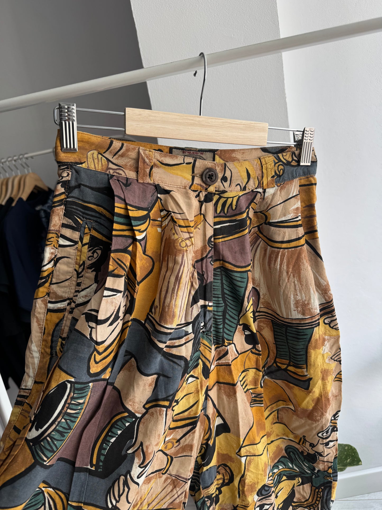 🌞 Pantaloni Harem Imprimați Giorgio Armani Arhivă '80s | Made in Italy – S Damă