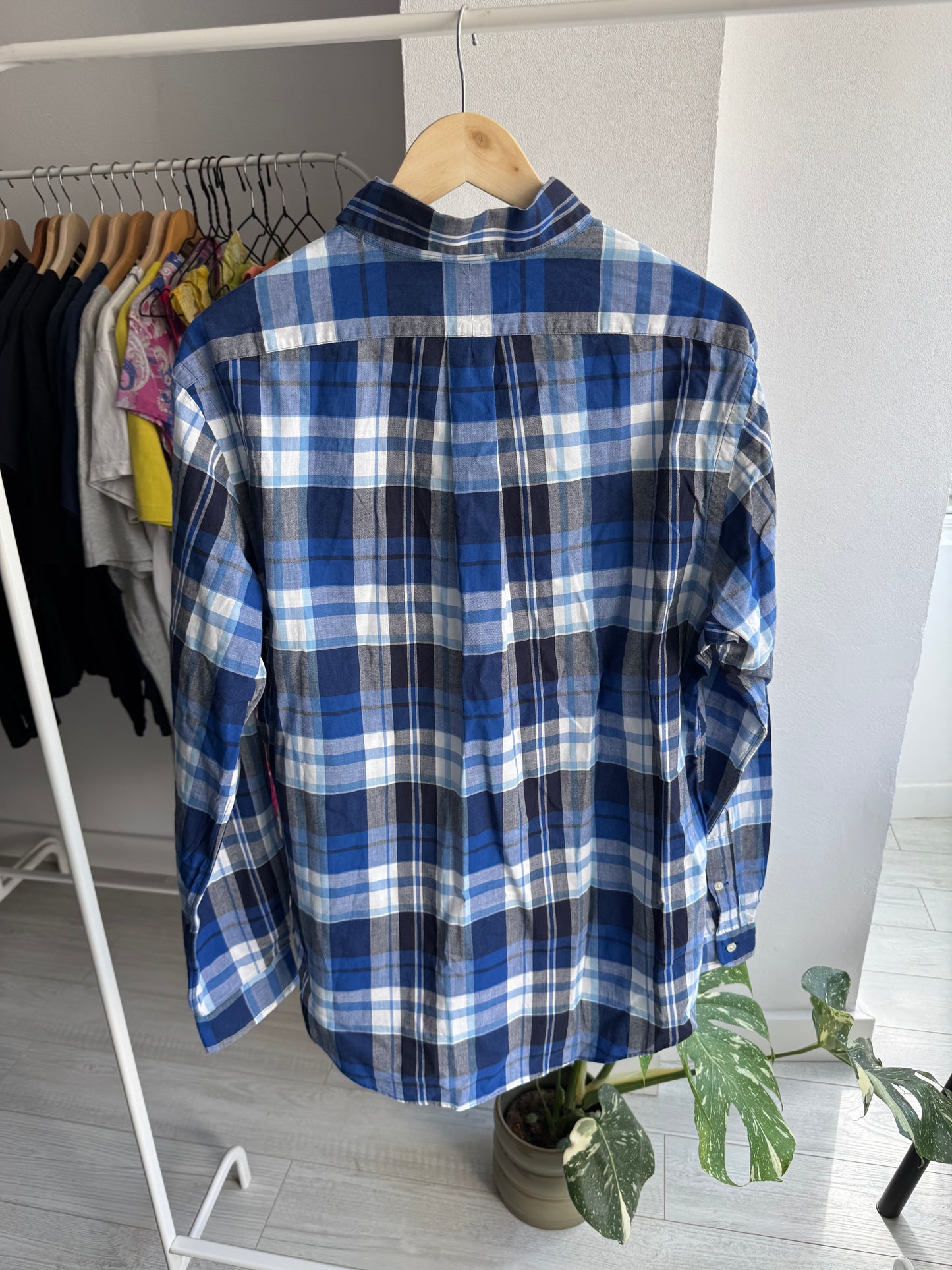 🐴 Vintage Polo Ralph Lauren Cămașă Carouri Albastre – L Bărbați