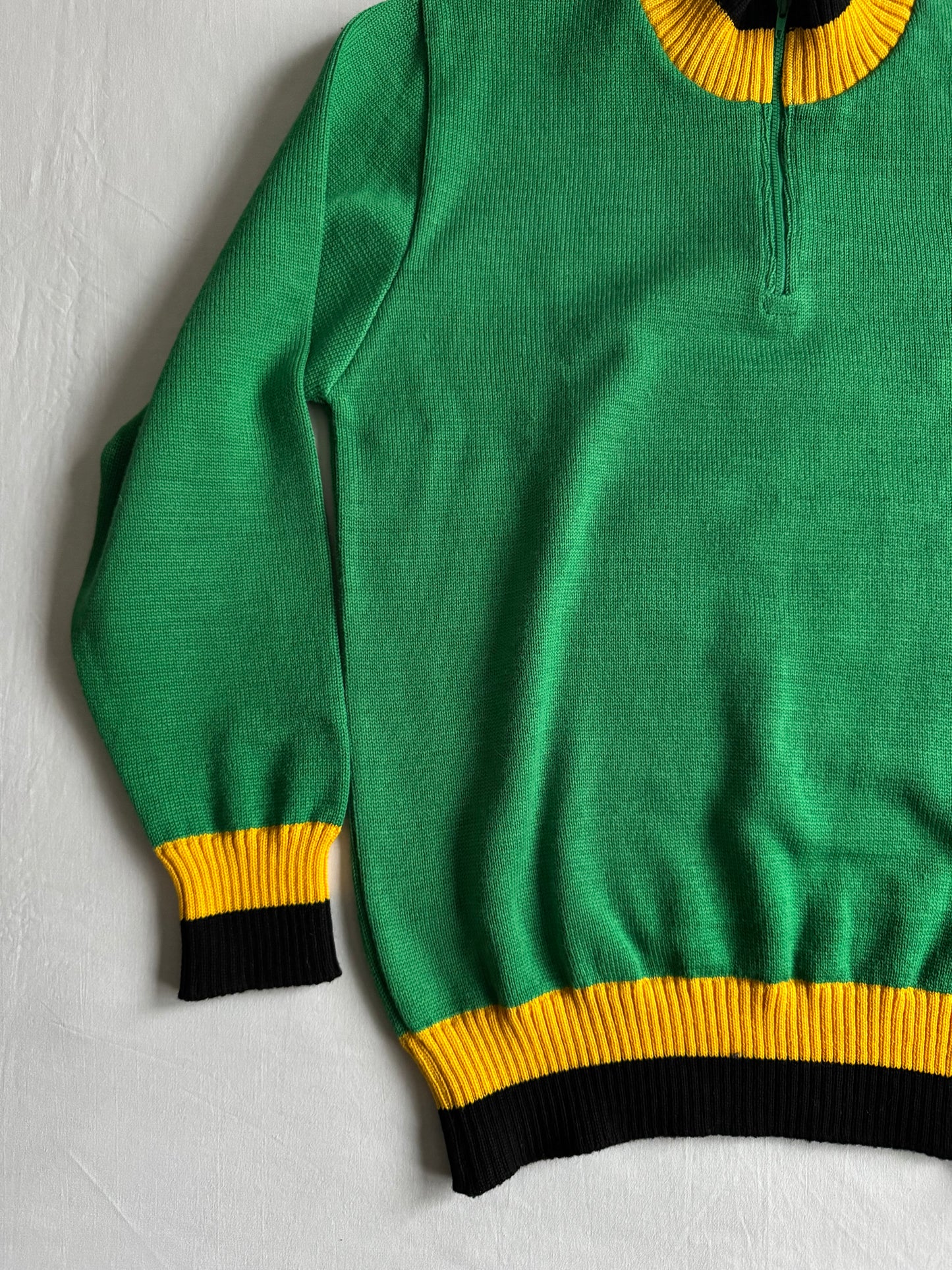 🧶 Pulover Y2K Bărbați Verde Quarter Zip din Lână și Acril – L