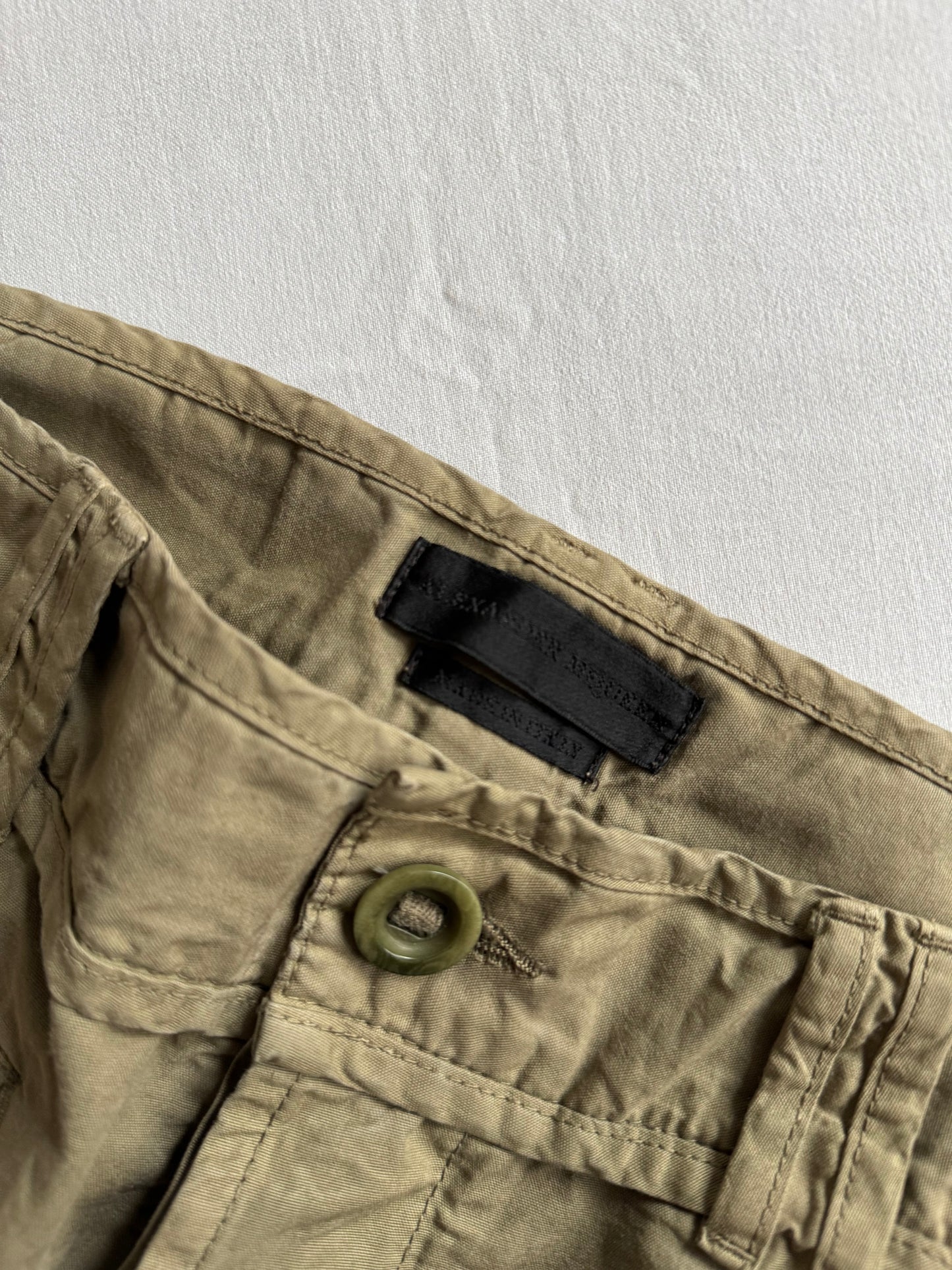 🪖 Pantaloni cargo Y2K Alexander McQueen – culoare olive, mărimea IT 46, Made in Italy