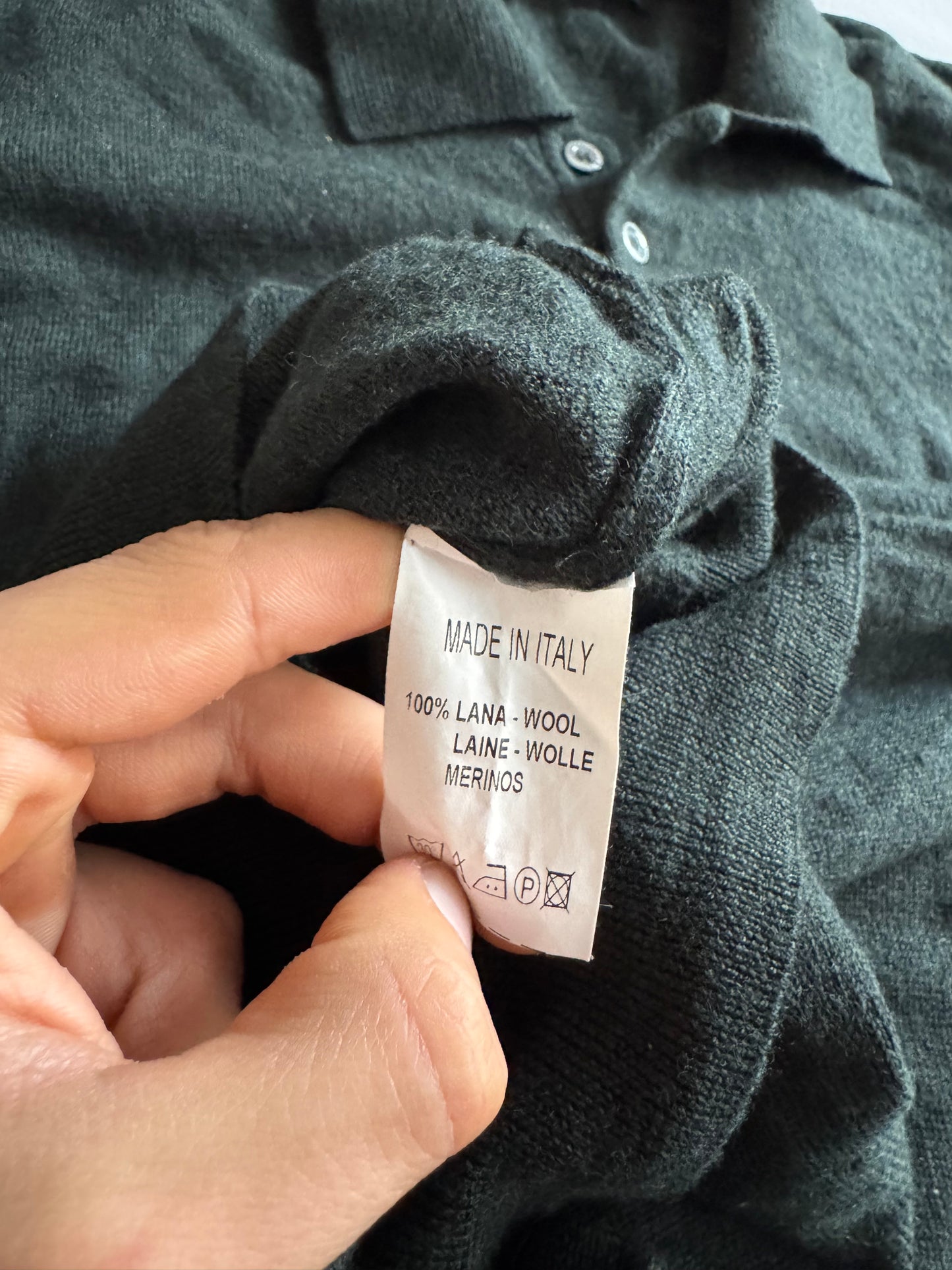 🐑 Pulover Dark Green cu Guler Polo și 3 Nasturi – Mărimea L Femei