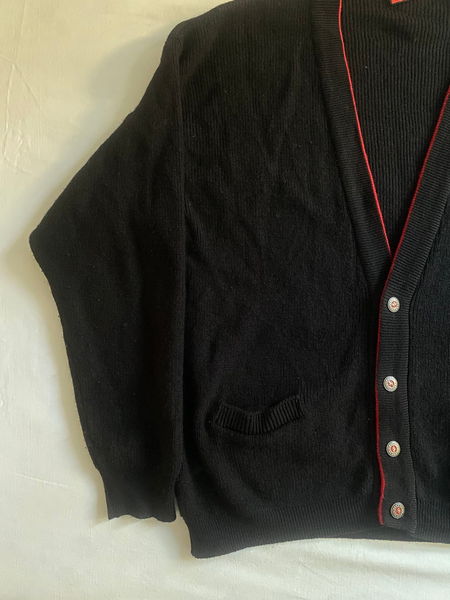 Cardigan Vintage Ferrari – Negru – Lână Virgina & Acril – Made in Italy – Mărime L