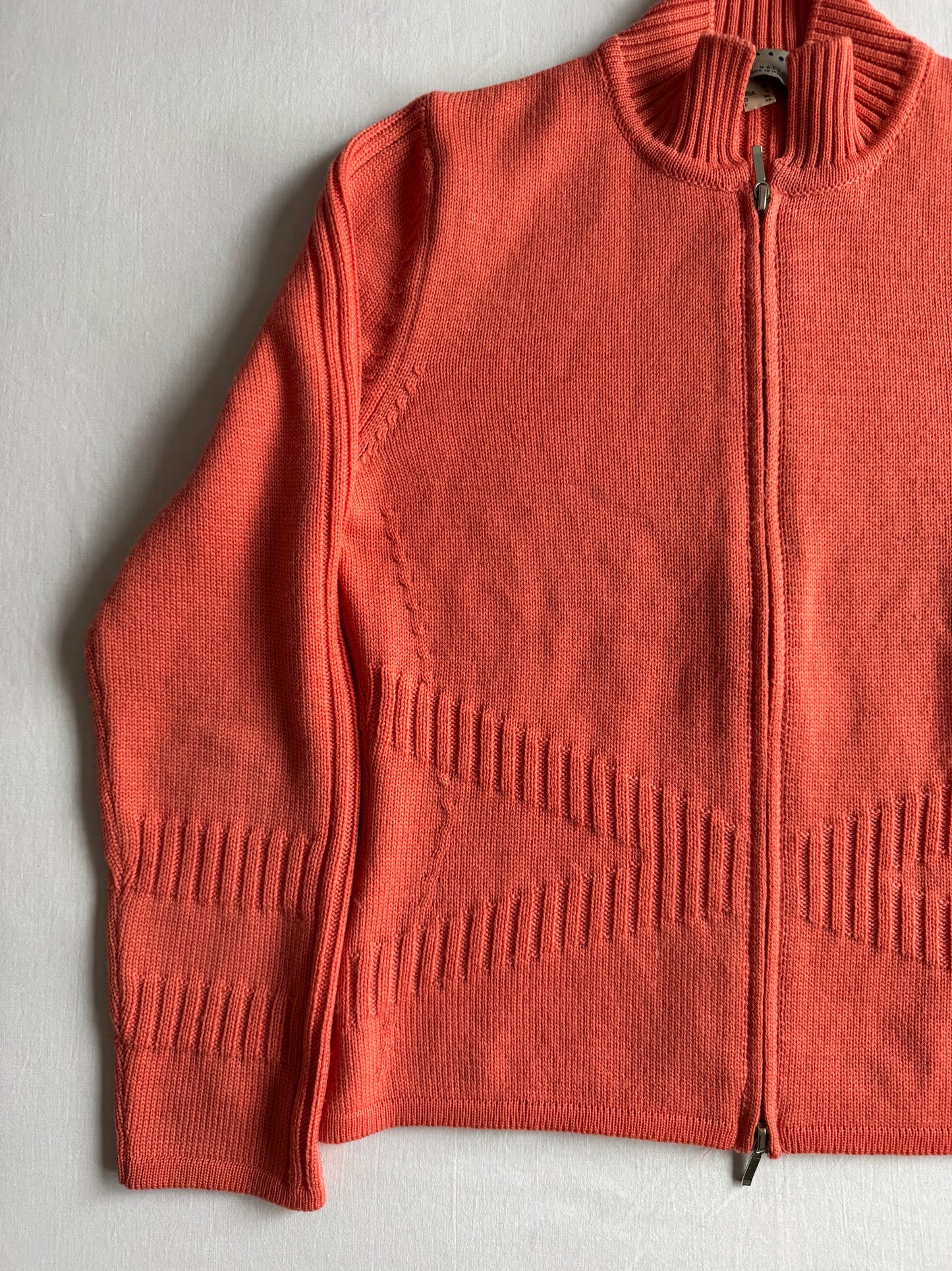 🧶 Pulover Y2K Damă Salmon Orange din Lână Merino Extra Fine – EU 36 (S)