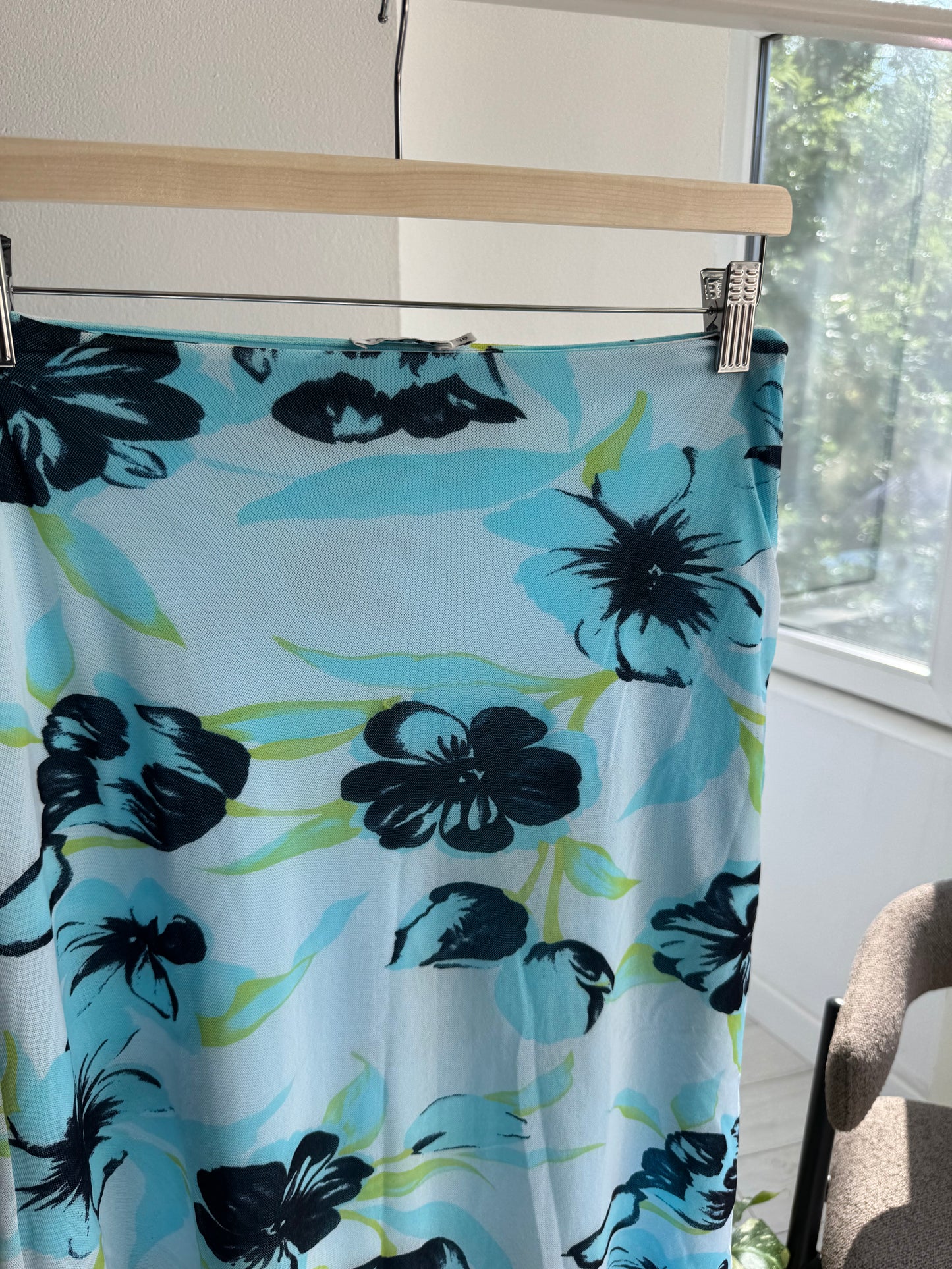 🌸 Fustă Y2K Printed Mesh – EU 38 (M Damă)