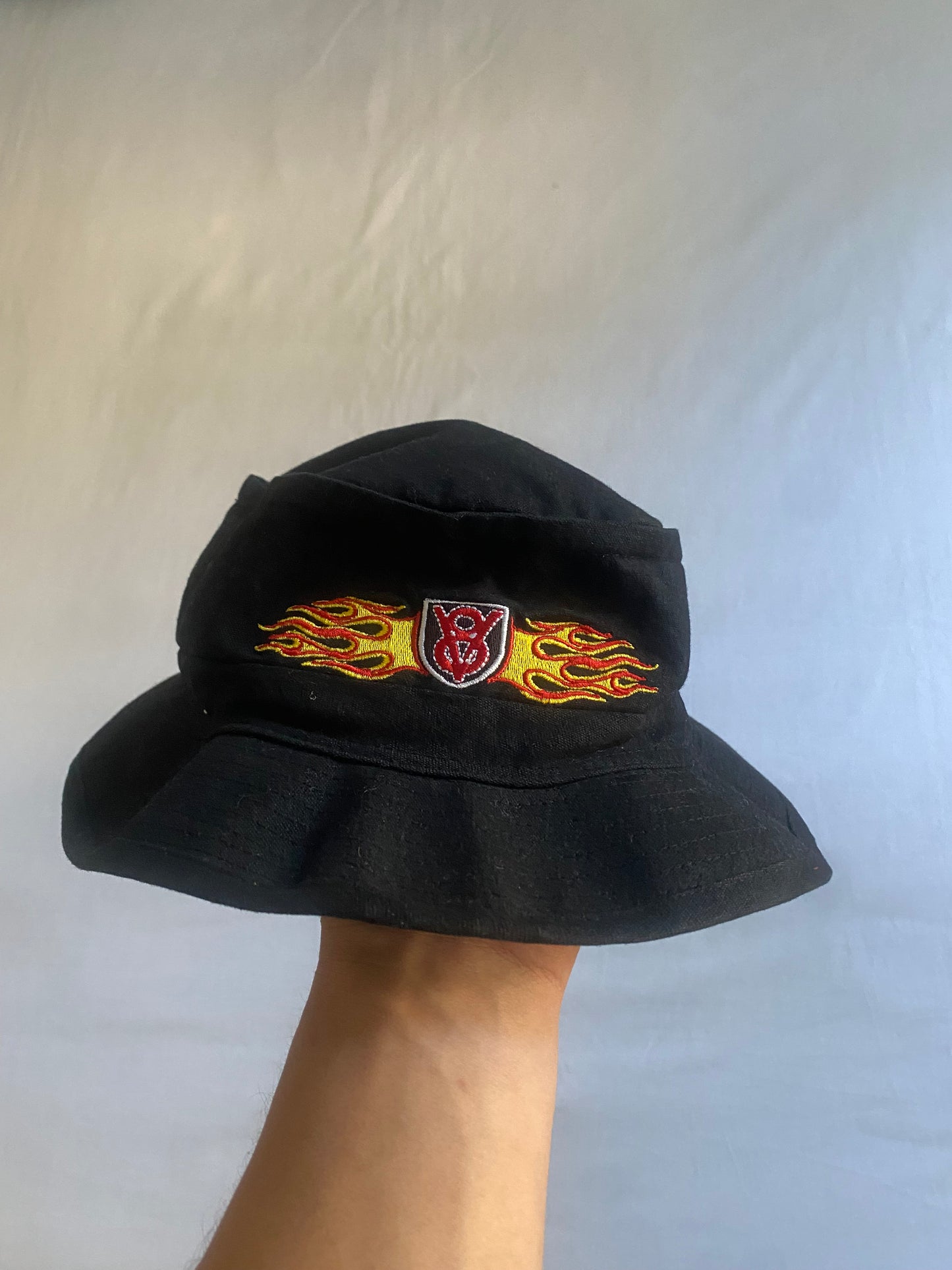 Y2K Embroidered Flames Bucket Hat