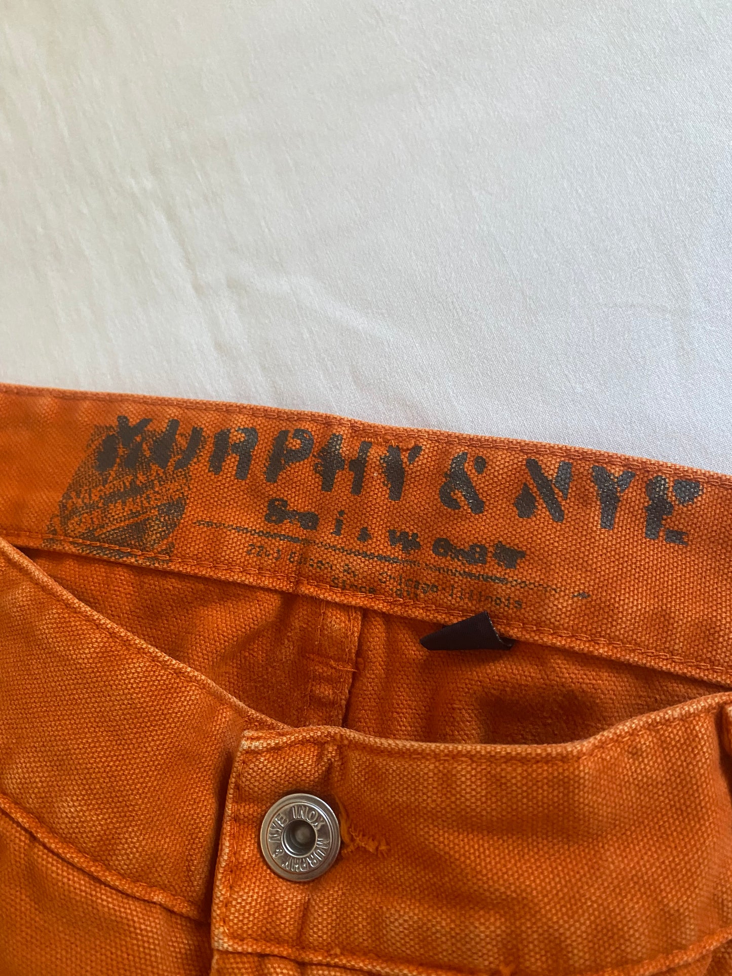 Vintage Murphy Nye Heavy Cotton Canvas Orange Sailing Trousers