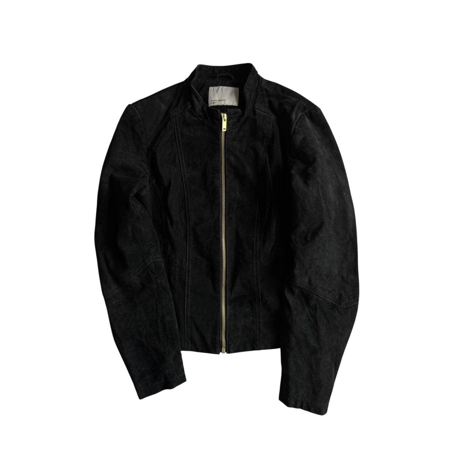 🐽 Geacă Y2K Damă din Piele Suede de Porc Neagră – L