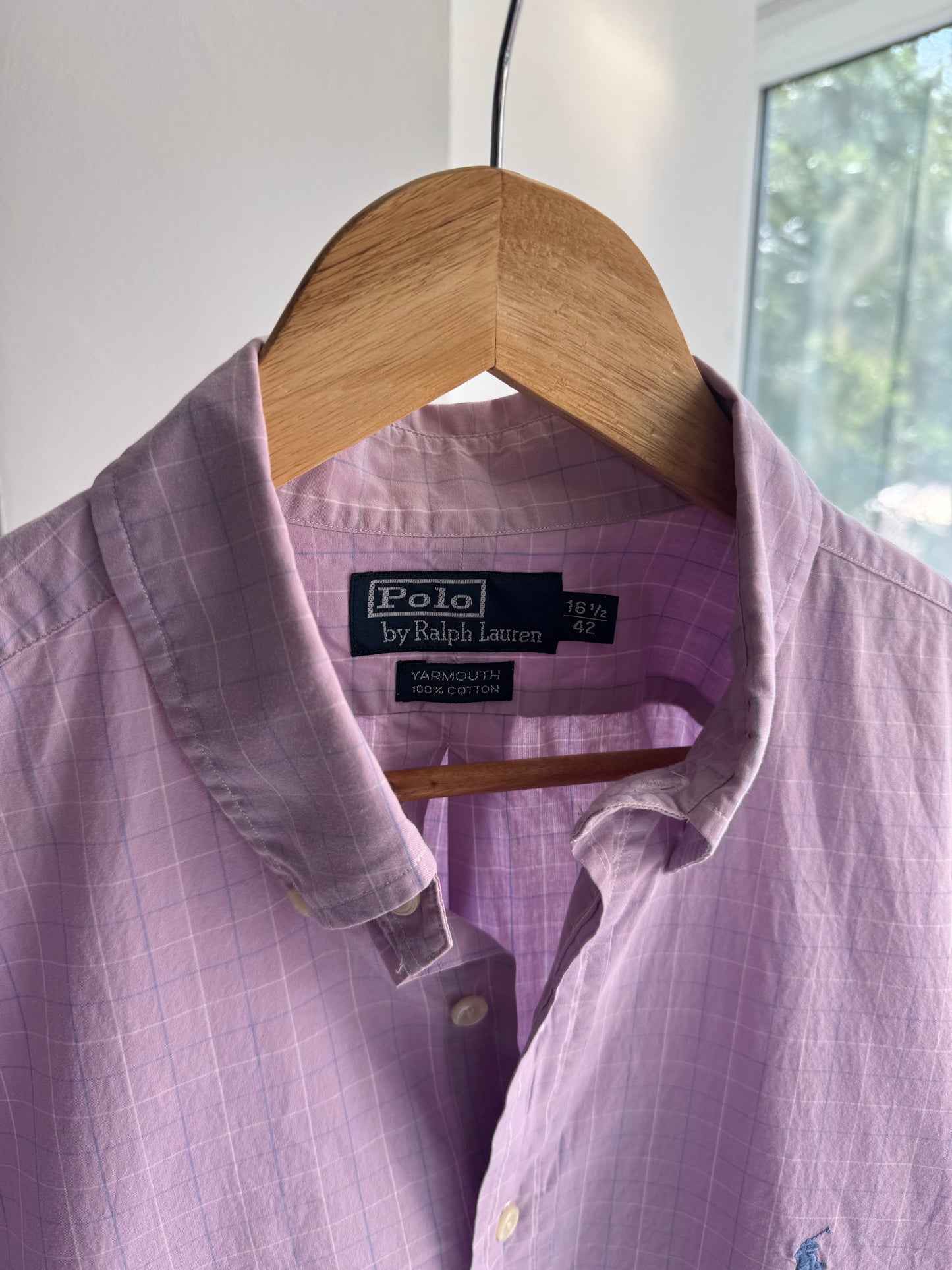 🐴 Cămașă Carouri Lila Polo Ralph Lauren Vintage | Relaxed Fit – L Bărbați