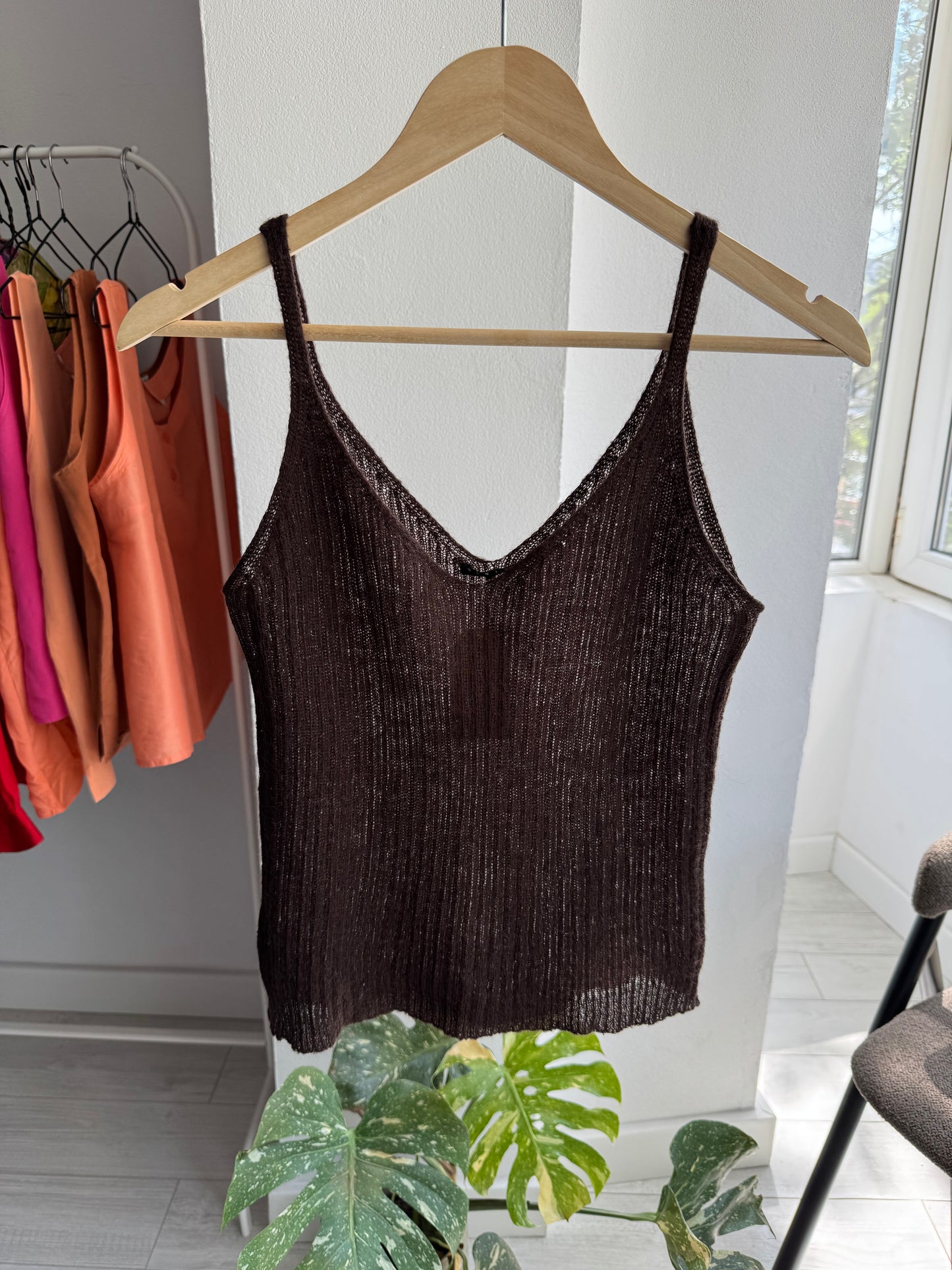 💁‍♀️ Top Mohair Maro Închis Y2K | Amestec Mohair Lană | Made in Italy – S Damă