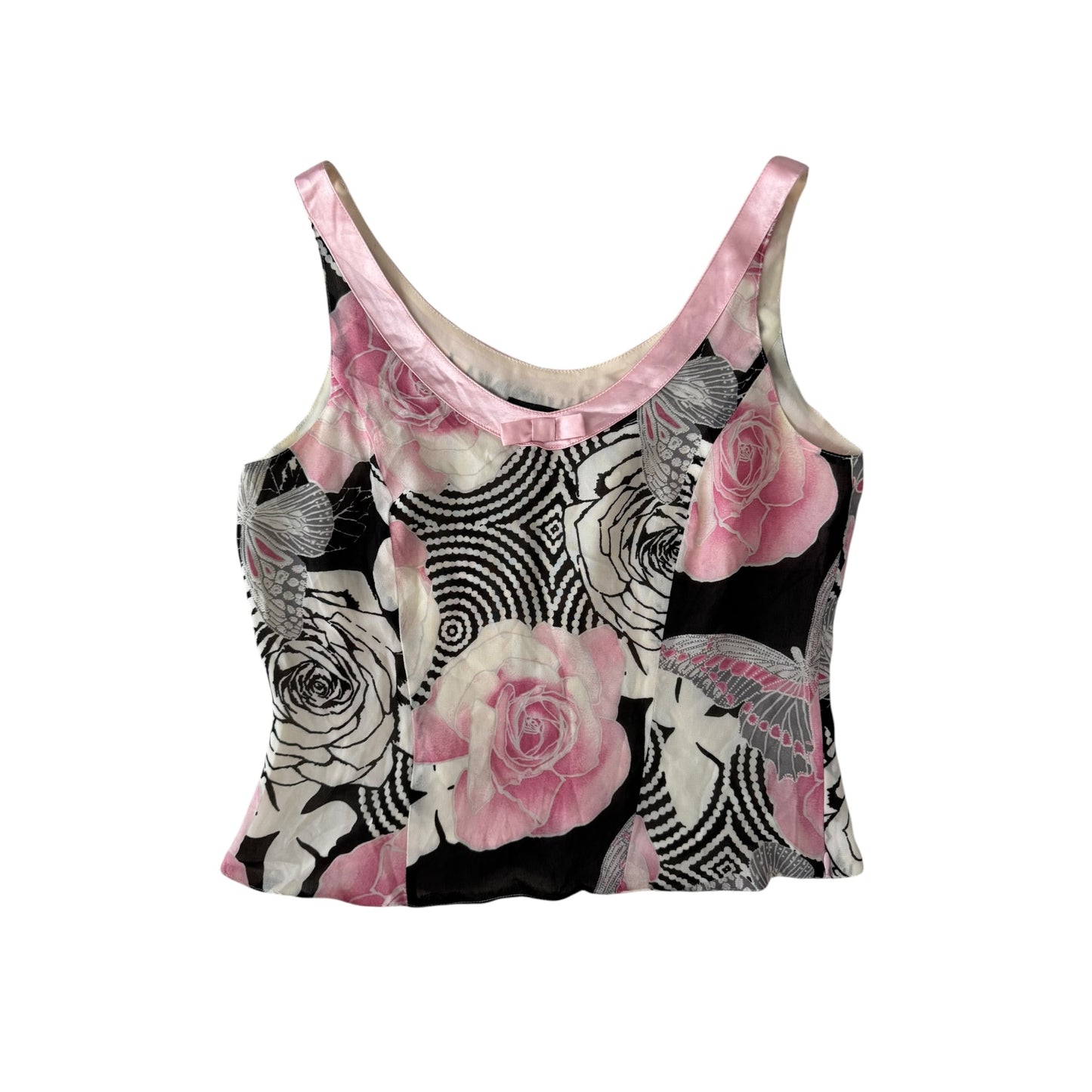 🎀 Top Y2K Mesh Floral Roz – EU 40 Damă (M/L)