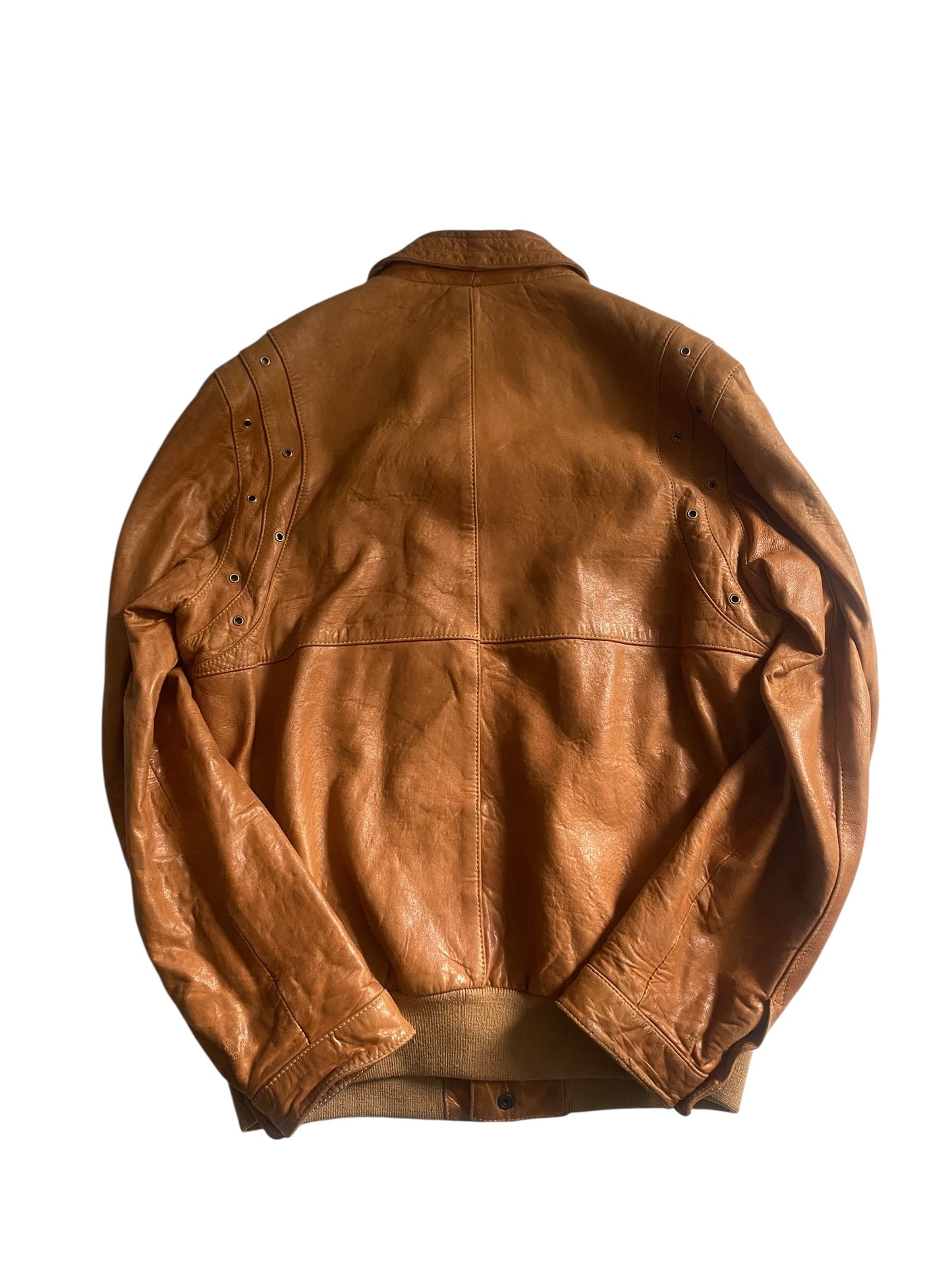 🧥 Jachetă Vintage din Piele de Oaie și Miel – Maro – Mărime L