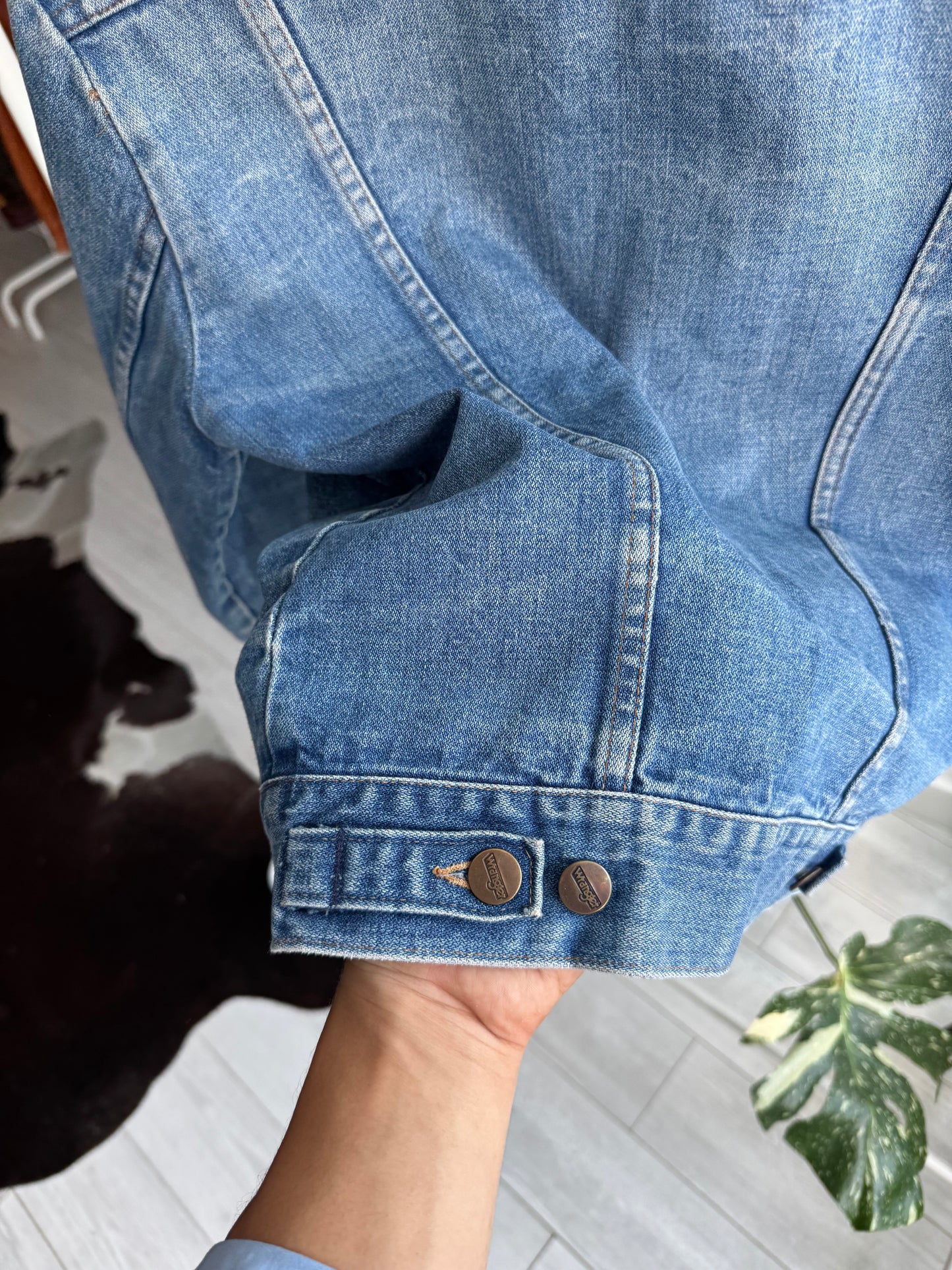 🤠 Vintage Wrangler Geacă Denim Anii '70 – S/M Bărbați
