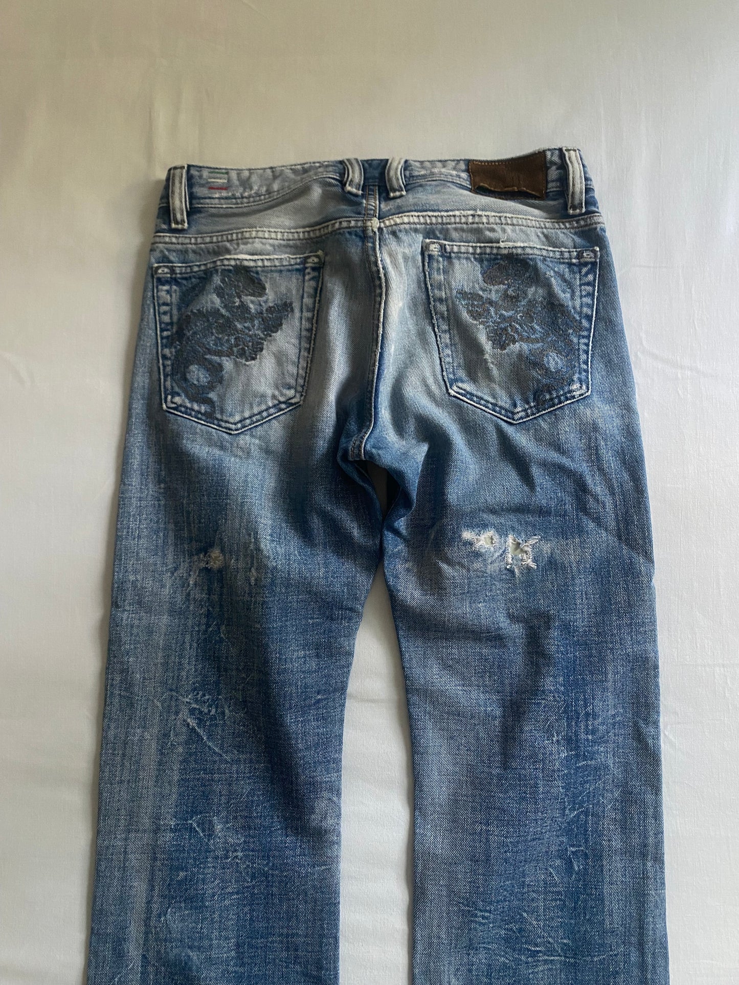 👖 Y2K Diesel Jeans cu broderie pe buzunarele din spate
