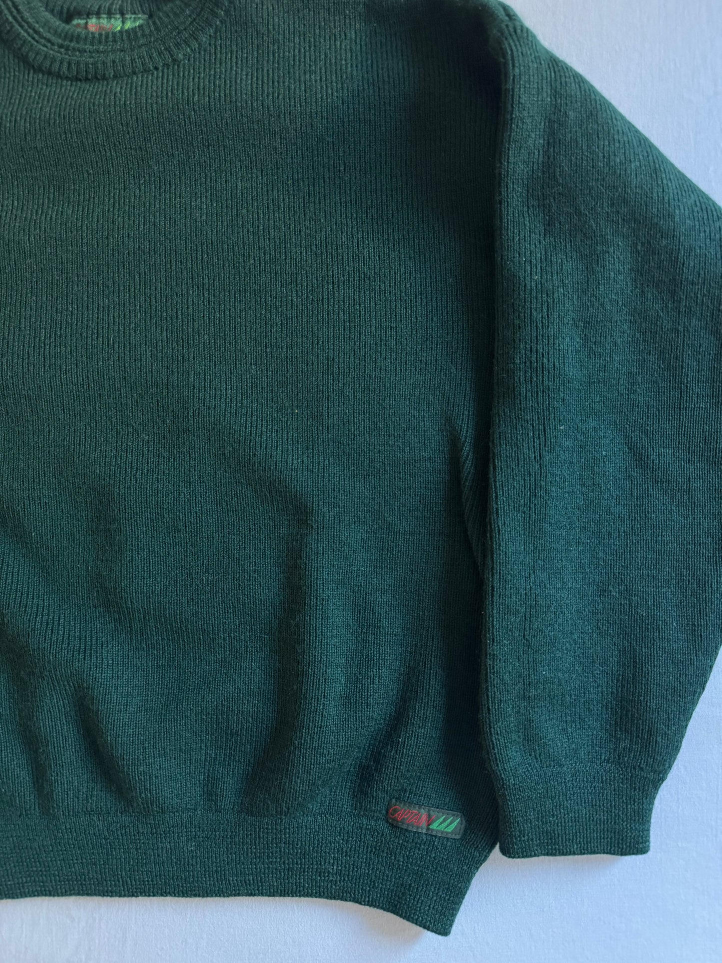 🇫🇷 🧶 Pulover vintage verde închis – mărimea L (Made in France)