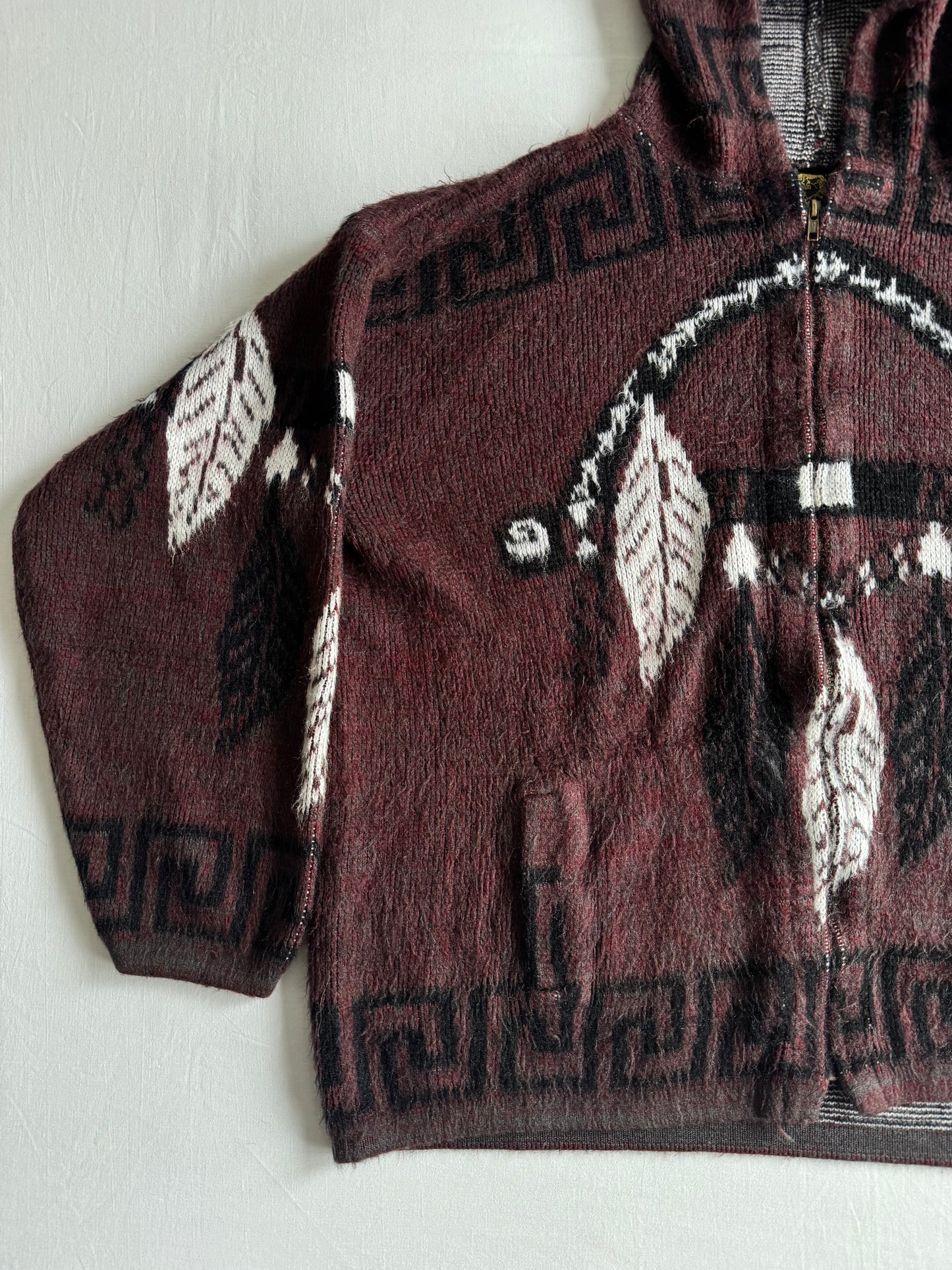 🧶 Hoodie Vintage Bărbați Ruminahui din Amestec Alpaca – XL