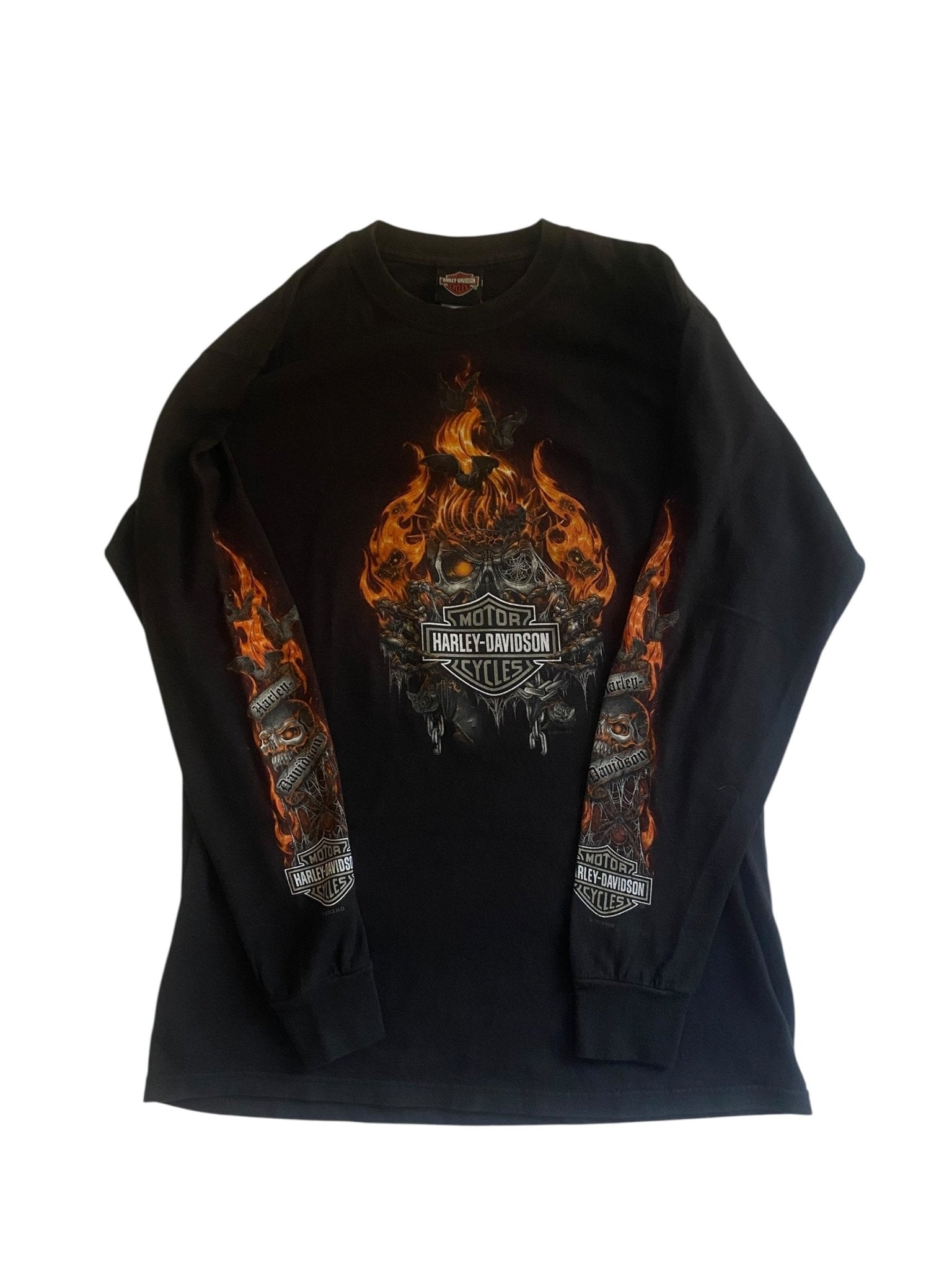 2013 Harley Davidson Flames Printed Longsleeve Shirt - anbracaminte