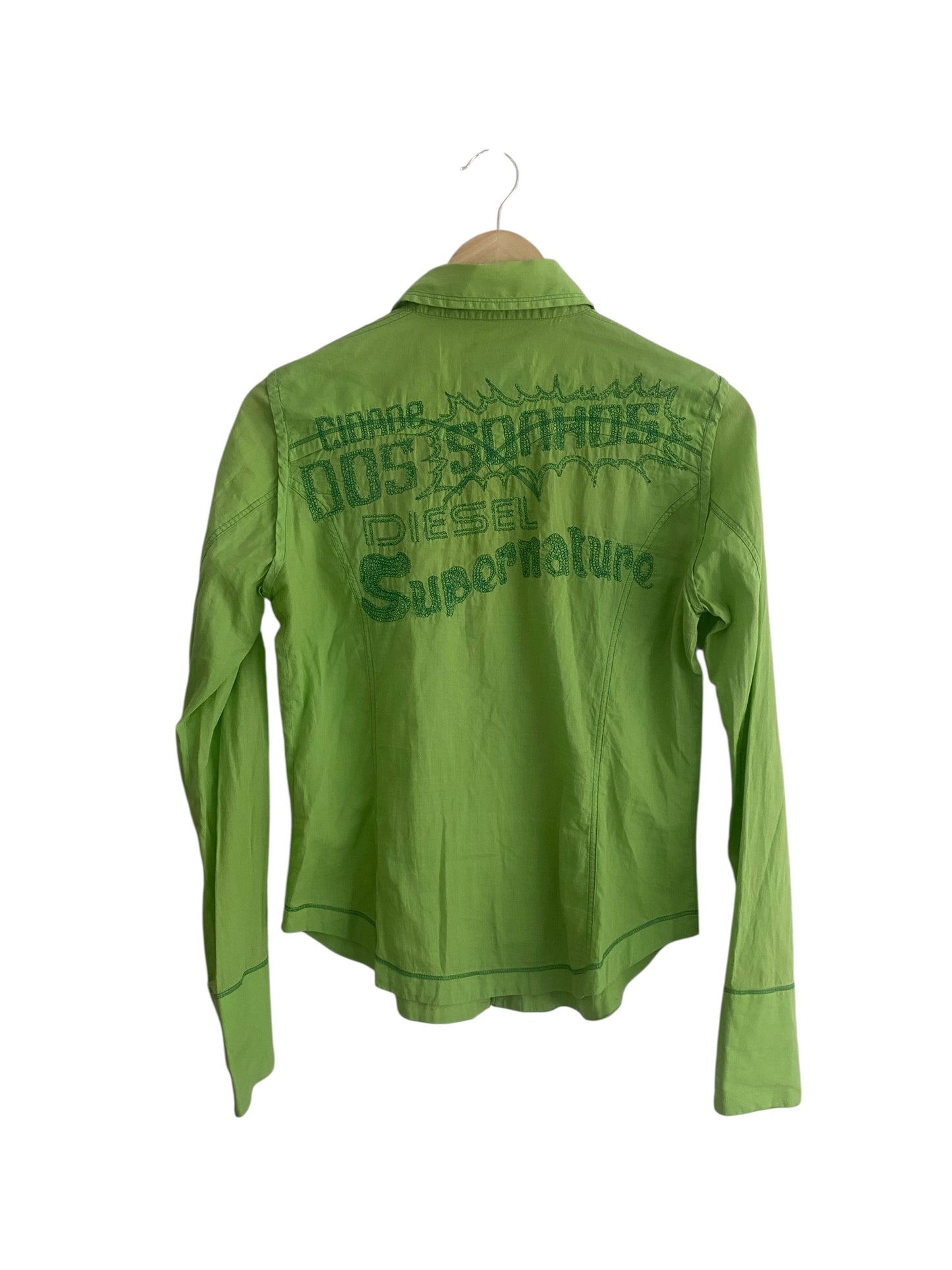 👚 Cămașă Y2K Diesel Verde cu Broderie pe Spate – Mărime M (Femei)