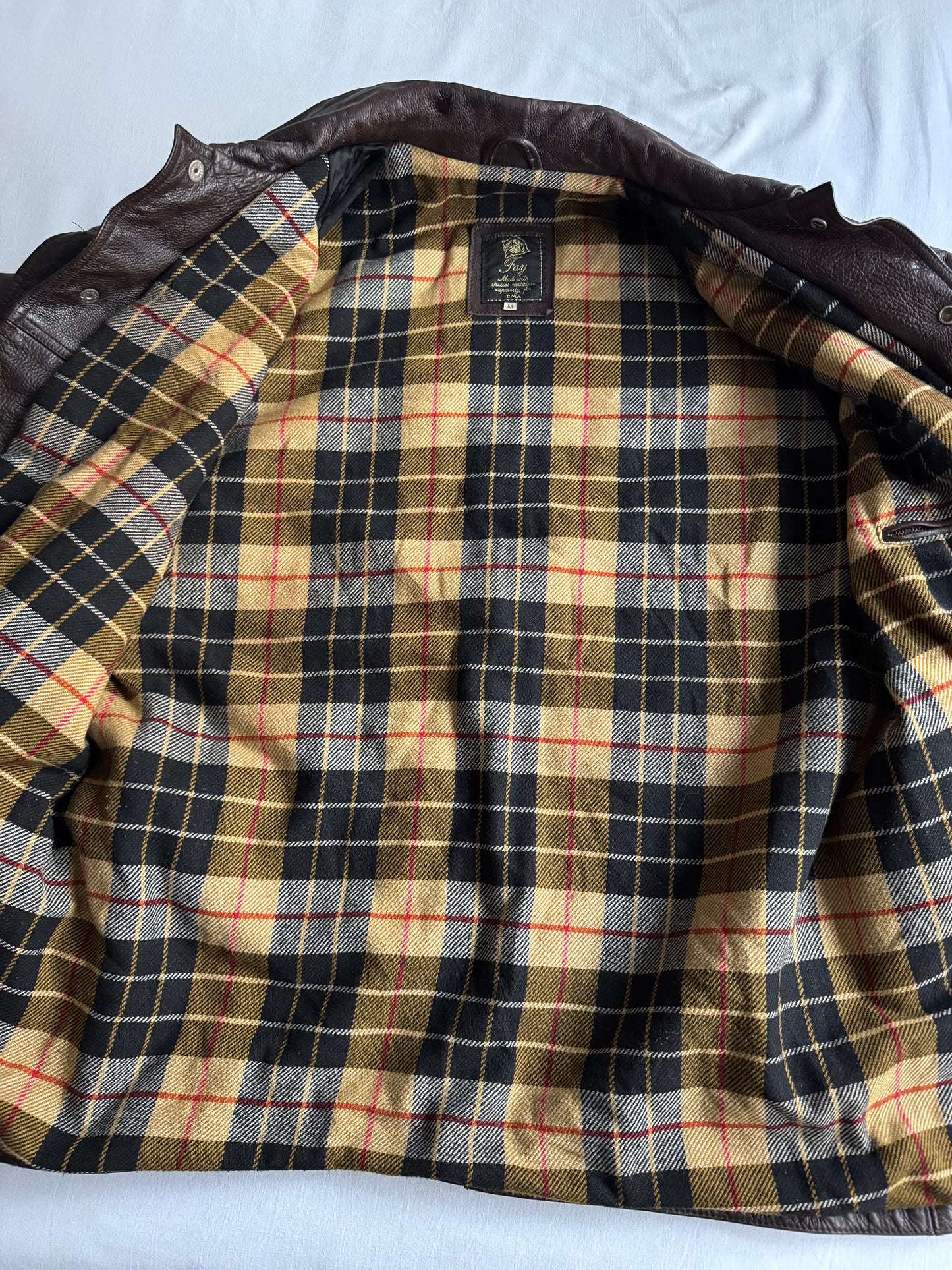 🧑‍🚒 Geacă vintage Fay din piele maro / Închidere tip fireman clasp (M bărbați)