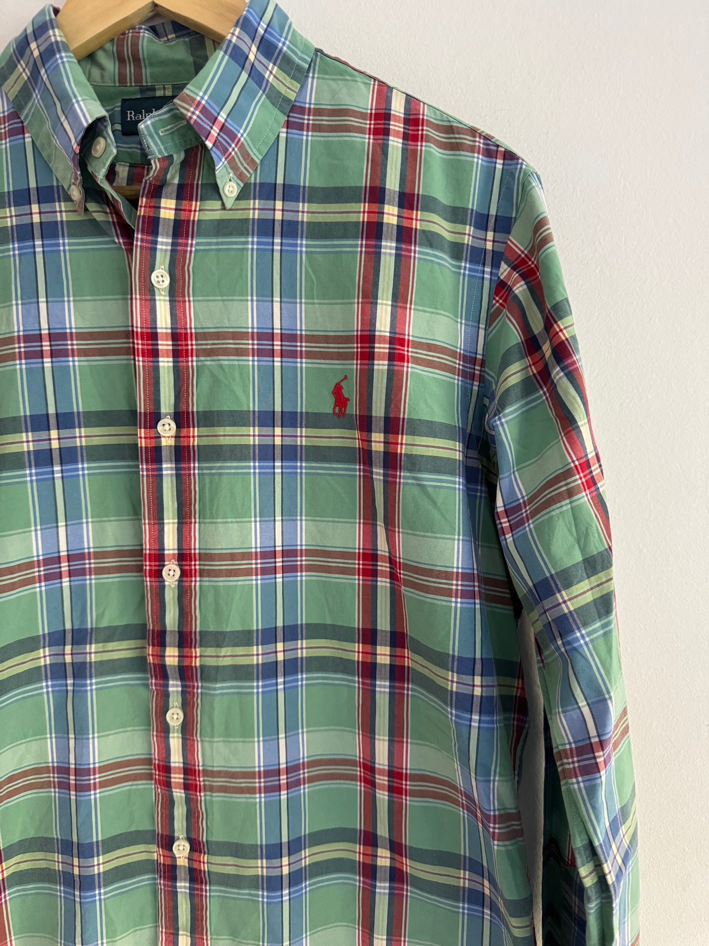 🐴 👔 Cămașă Ralph Lauren în carouri verde, albastru și roșu – Mărimea M