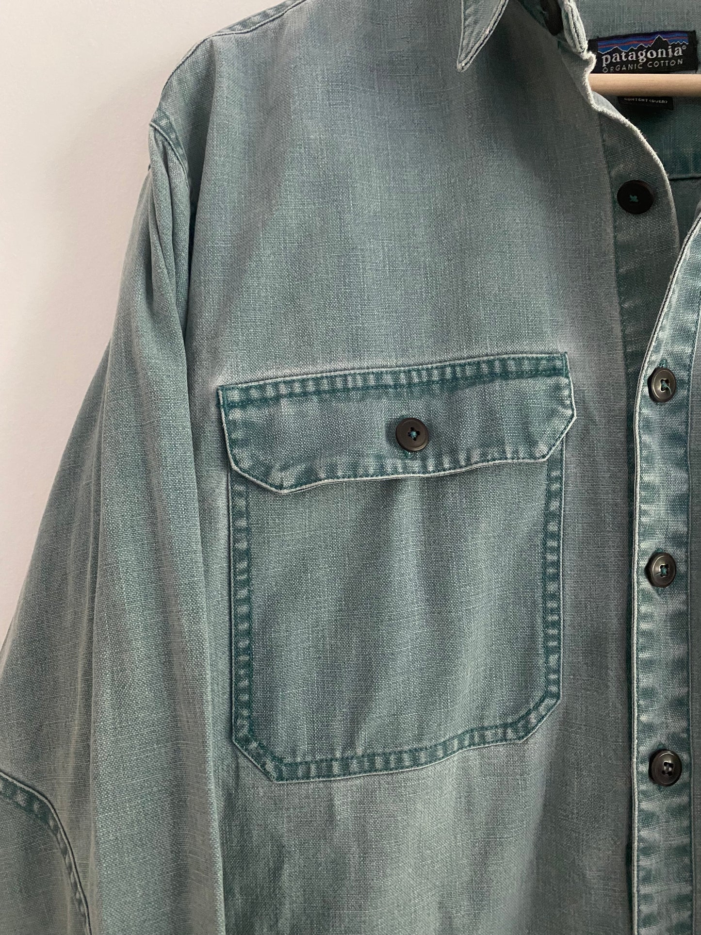 Cămașă Vintage Patagonia – Bumbac Heavy, Ocean Blue, Mărime M