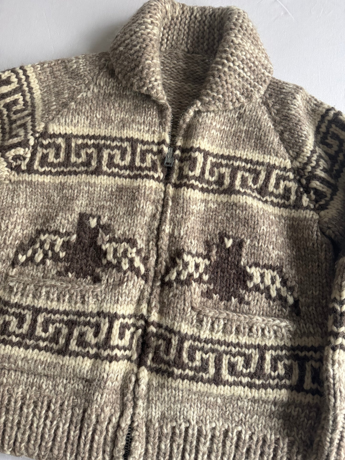 🦅 60’s Tuak Cowichan Thunderbird Wool Sweater – Mărime M