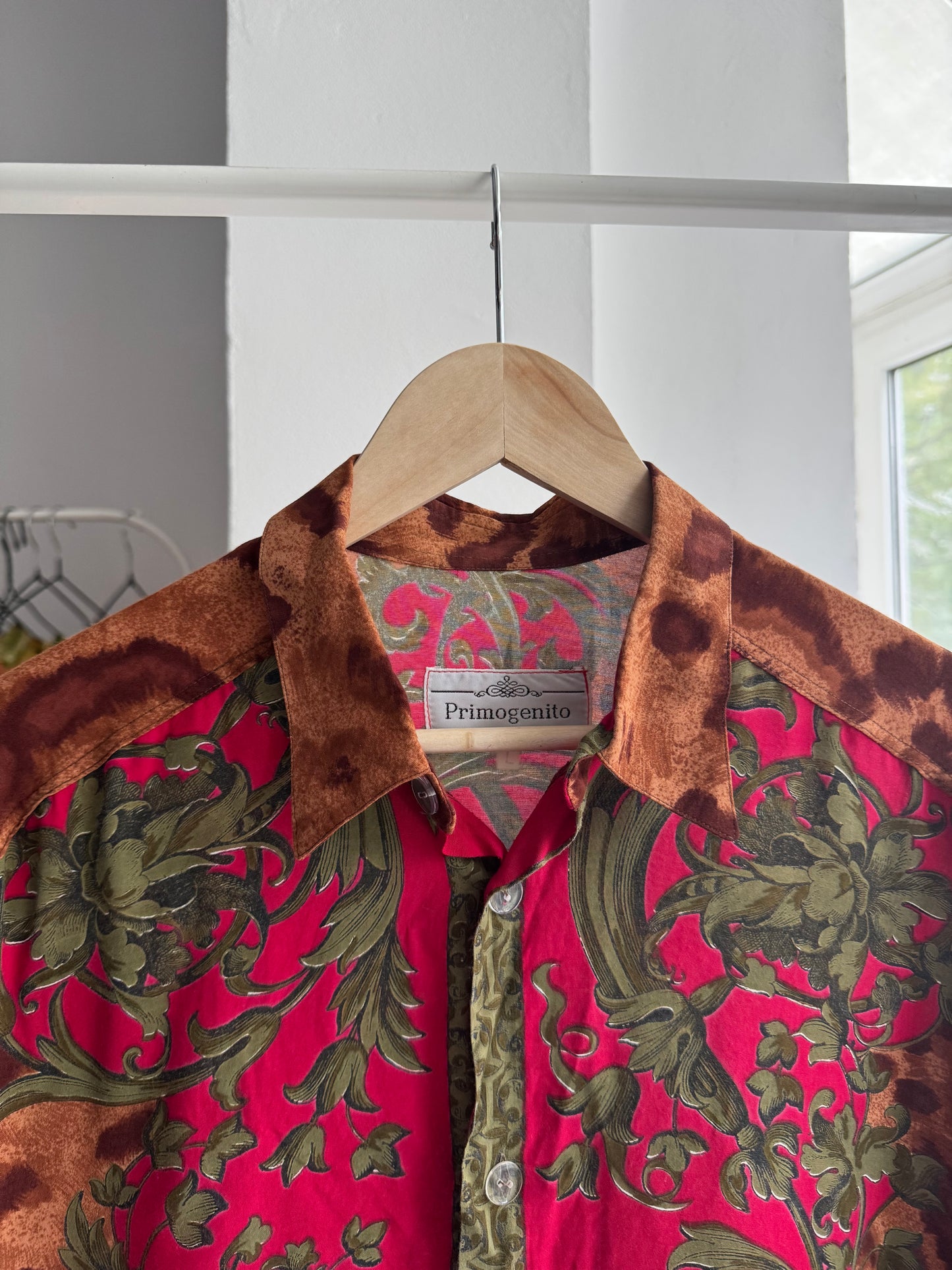 🐆 Cămașă Vintage Imprimeu Baroc & Animal Print | Made in Italy – L Bărbați